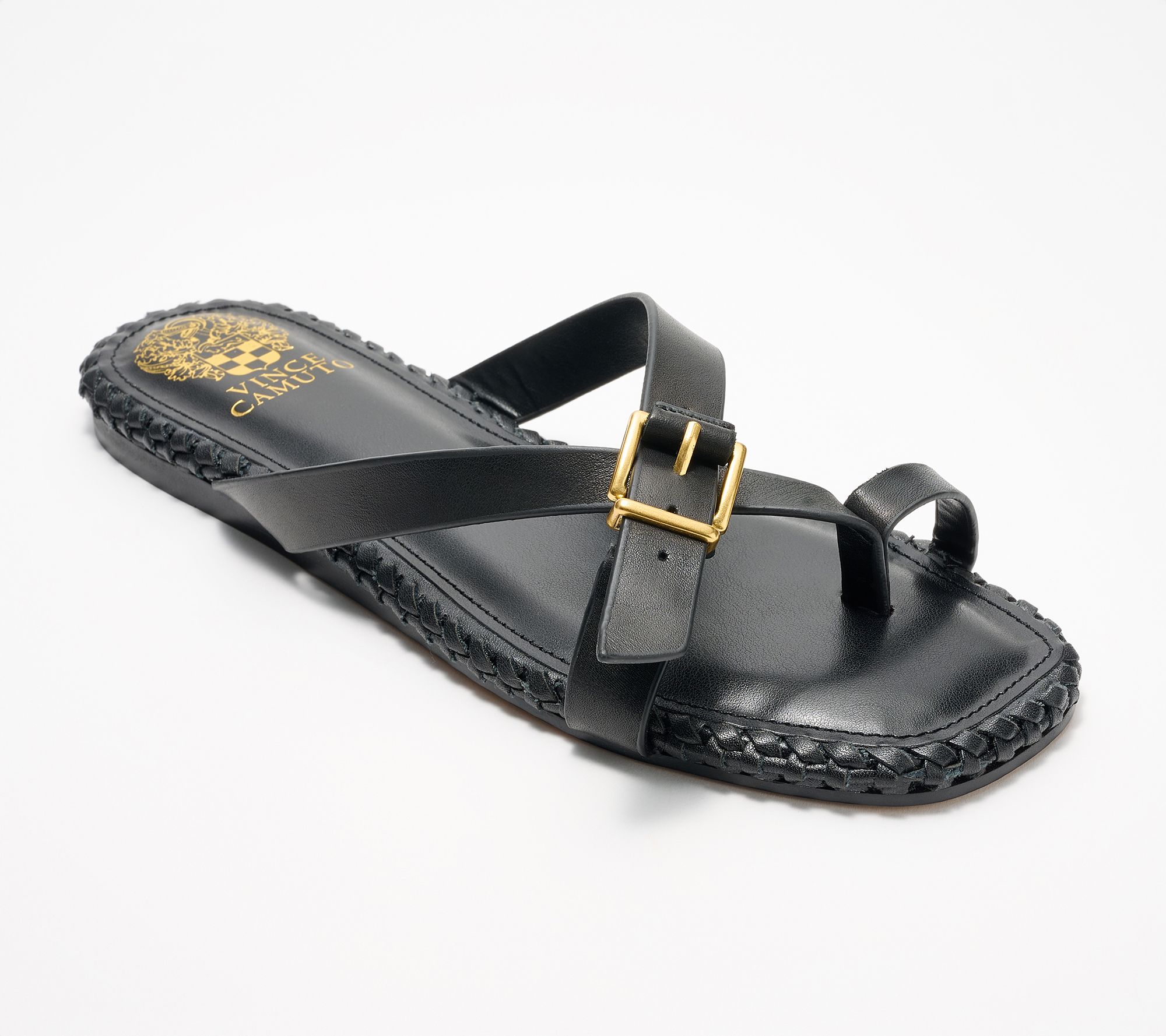 "As Is" Vince Camuto Leather Toe Loop Slide Sandals Kellon