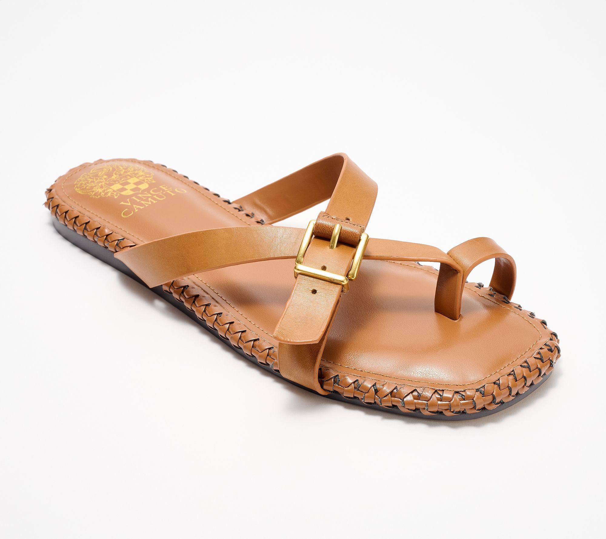 "As Is" Vince Camuto Leather Toe Loop Slide Sandals Kellon