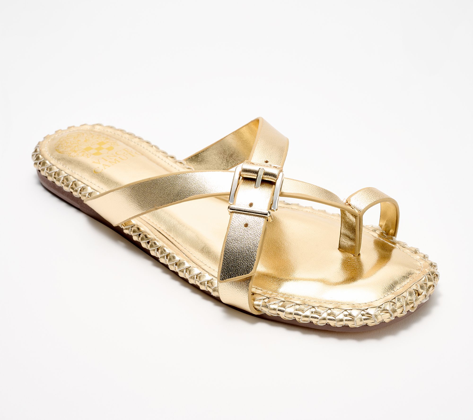 "As Is" Vince Camuto Leather Toe Loop Slide Sandals Kellon