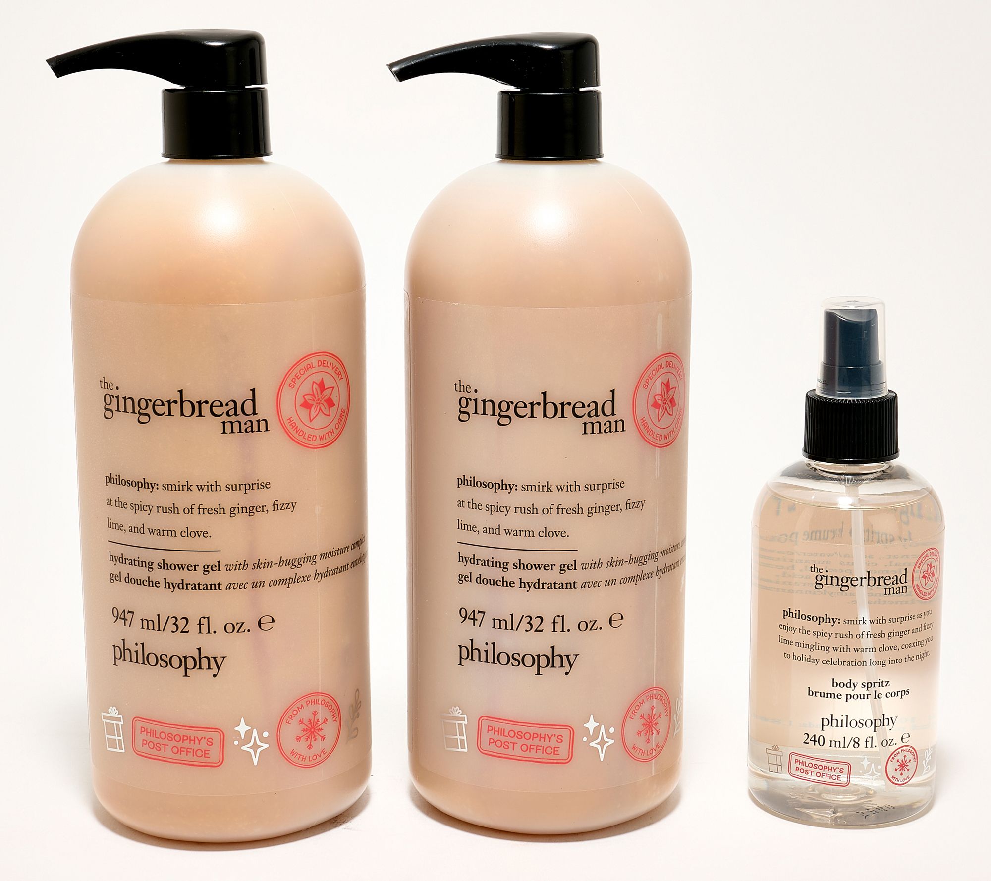 philosophy the gingerbread man shower gel 32oz duo & 8oz body spritz 3pc