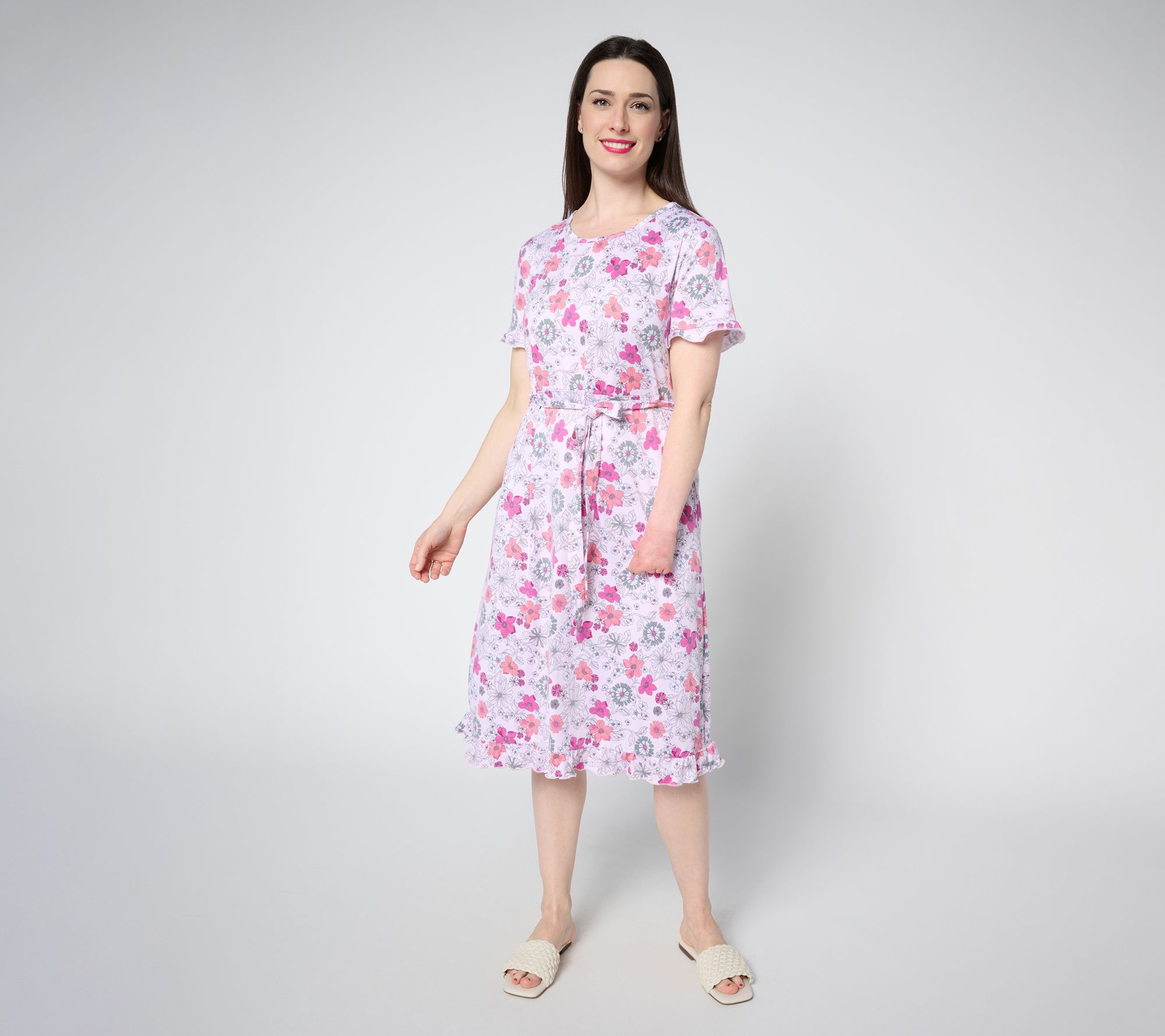 "As Is" MUK LUKS Dream Cloud Ruffle Midi Dress