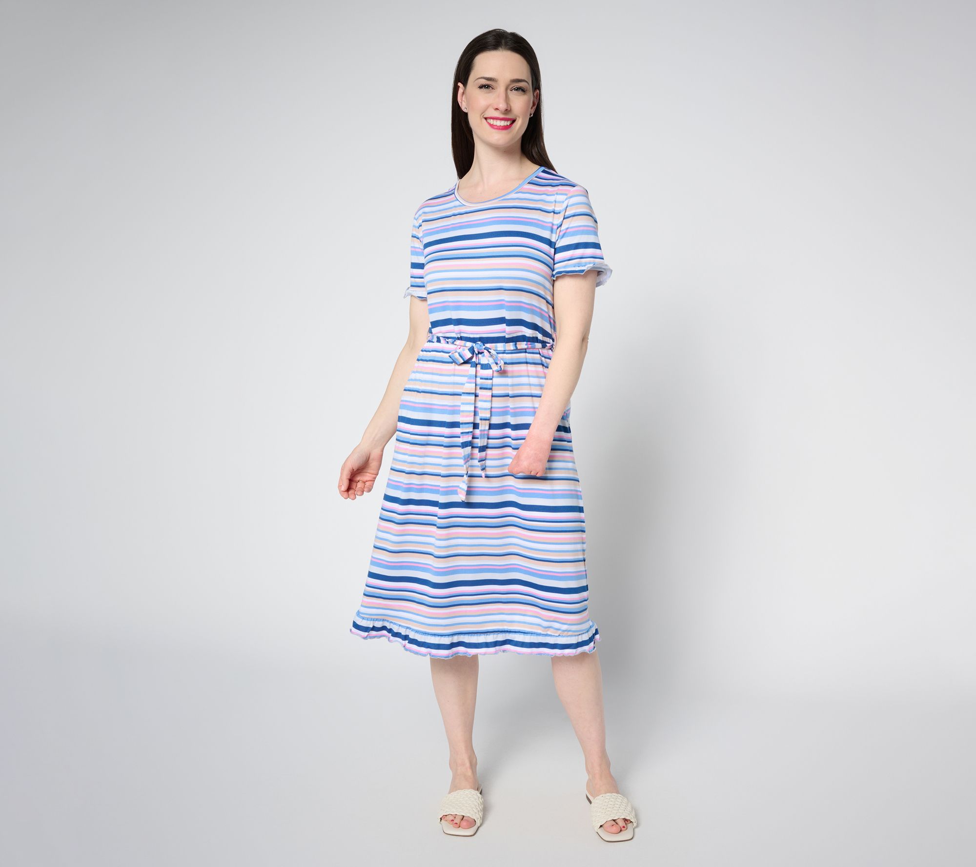 "As Is" MUK LUKS Dream Cloud Ruffle Midi Dress