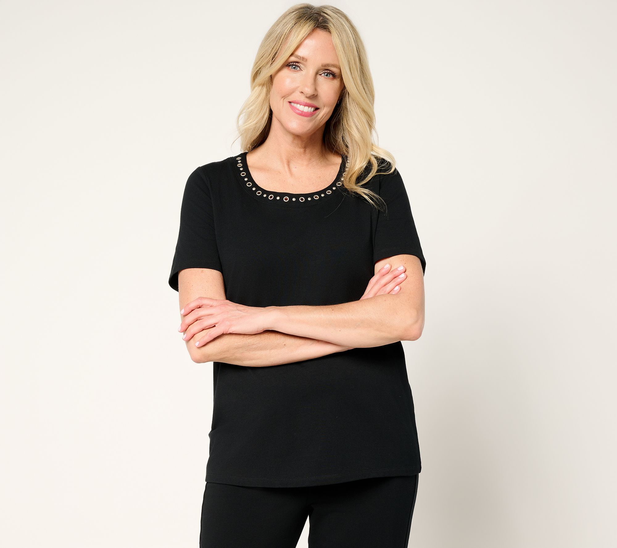 "As Is" Sport Savvy Cotton/ Span Jersey Tee with Grommet Neckline