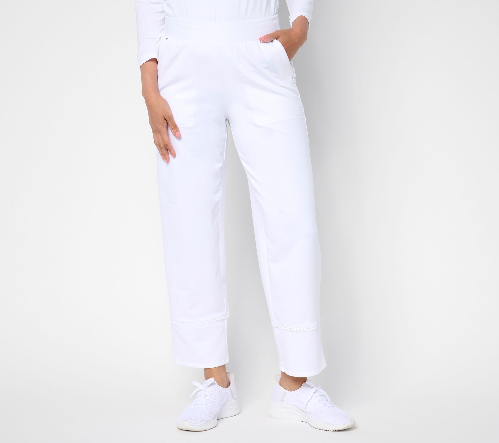 "As Is" Sport Savvy Regular French Terry Ankle Pants w/ Pom Trim