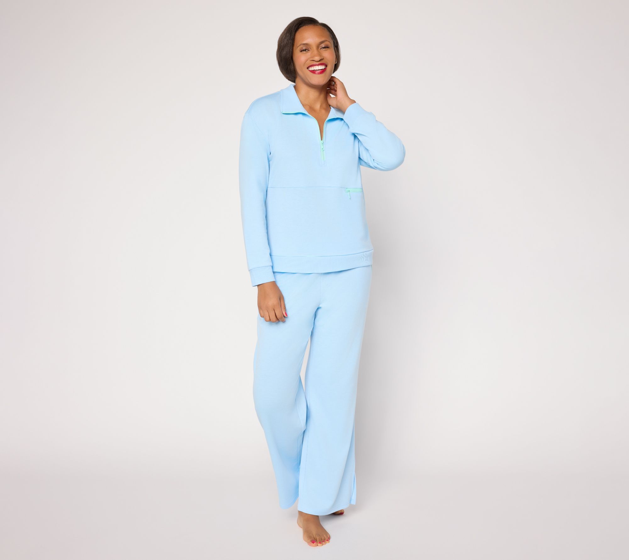 MUK LUKS Tall French Terry Quarter Zip and Pant Lounge Set