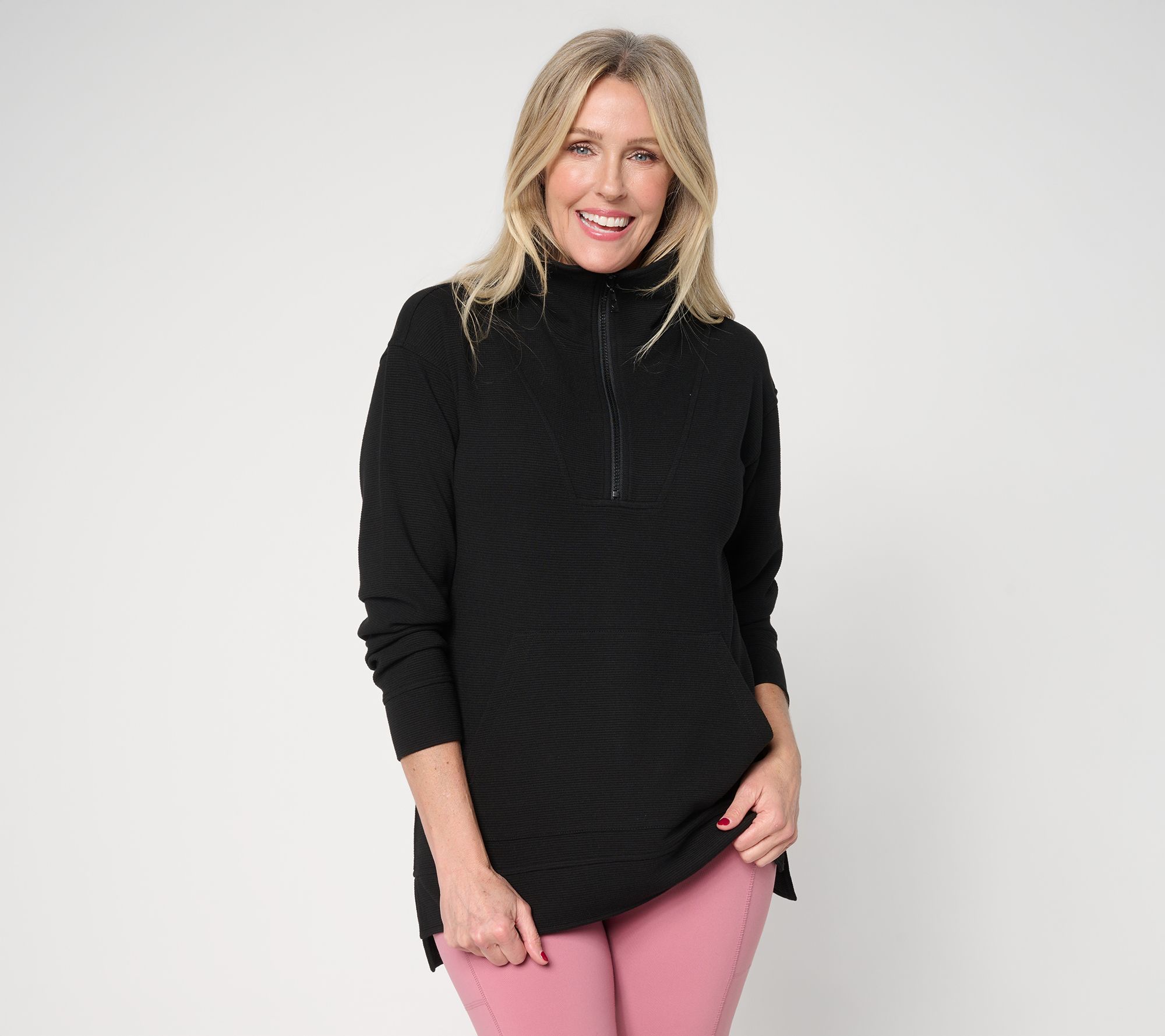Belle Body by Kim Gravel Ottoman Rib Half Zip Top