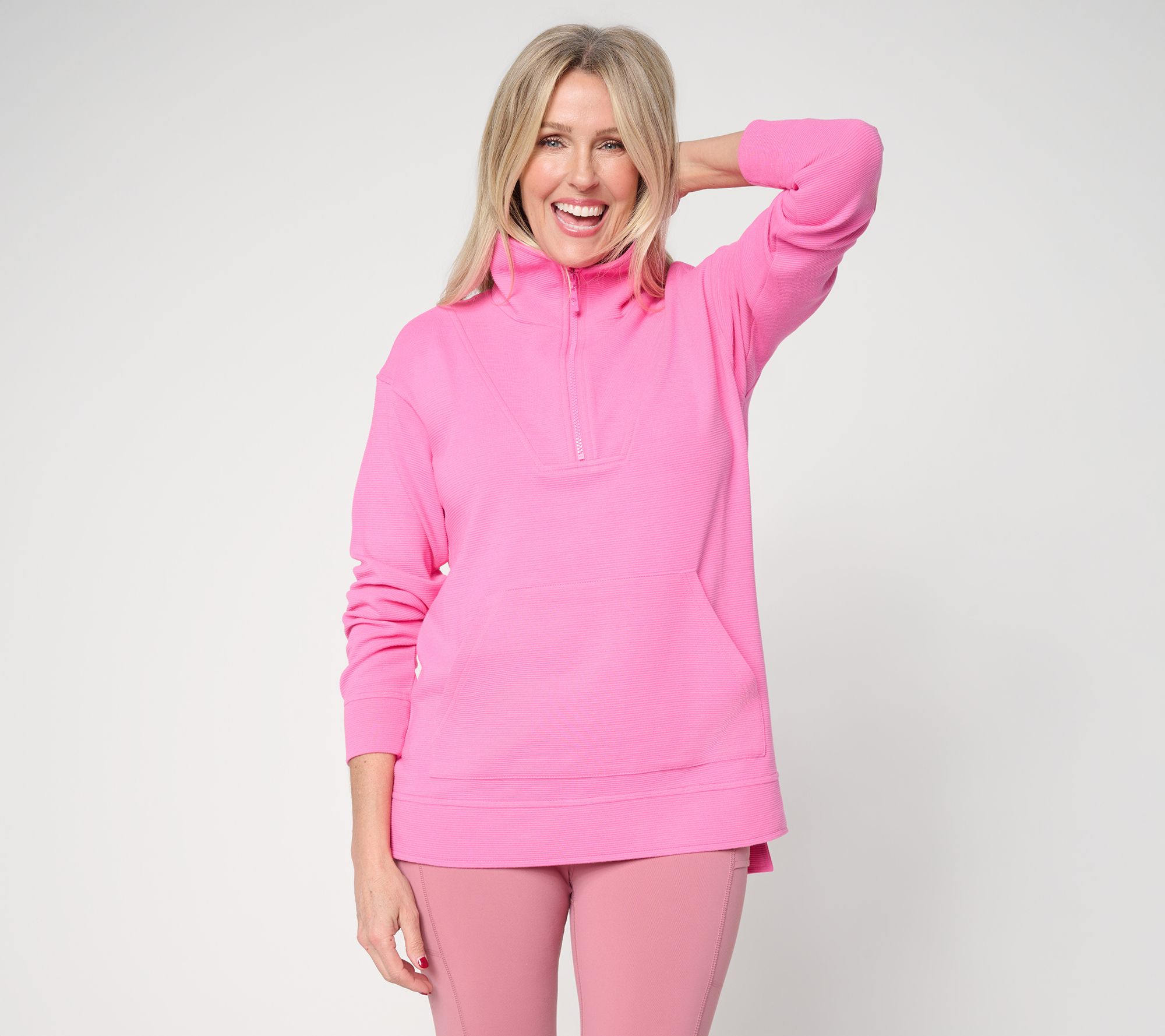 Belle Body by Kim Gravel Ottoman Rib Half Zip Top