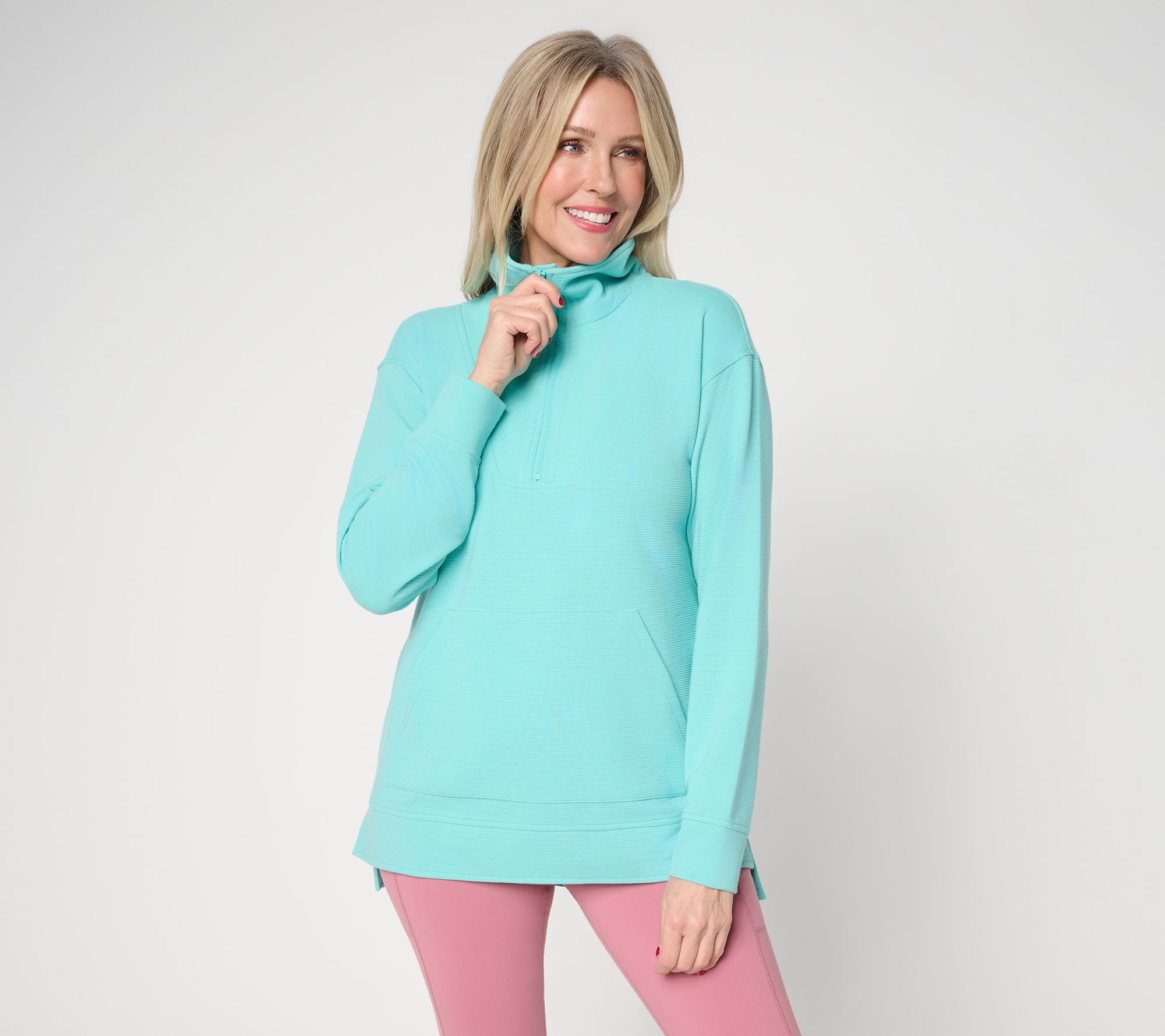 Belle Body by Kim Gravel Ottoman Rib Half Zip Top