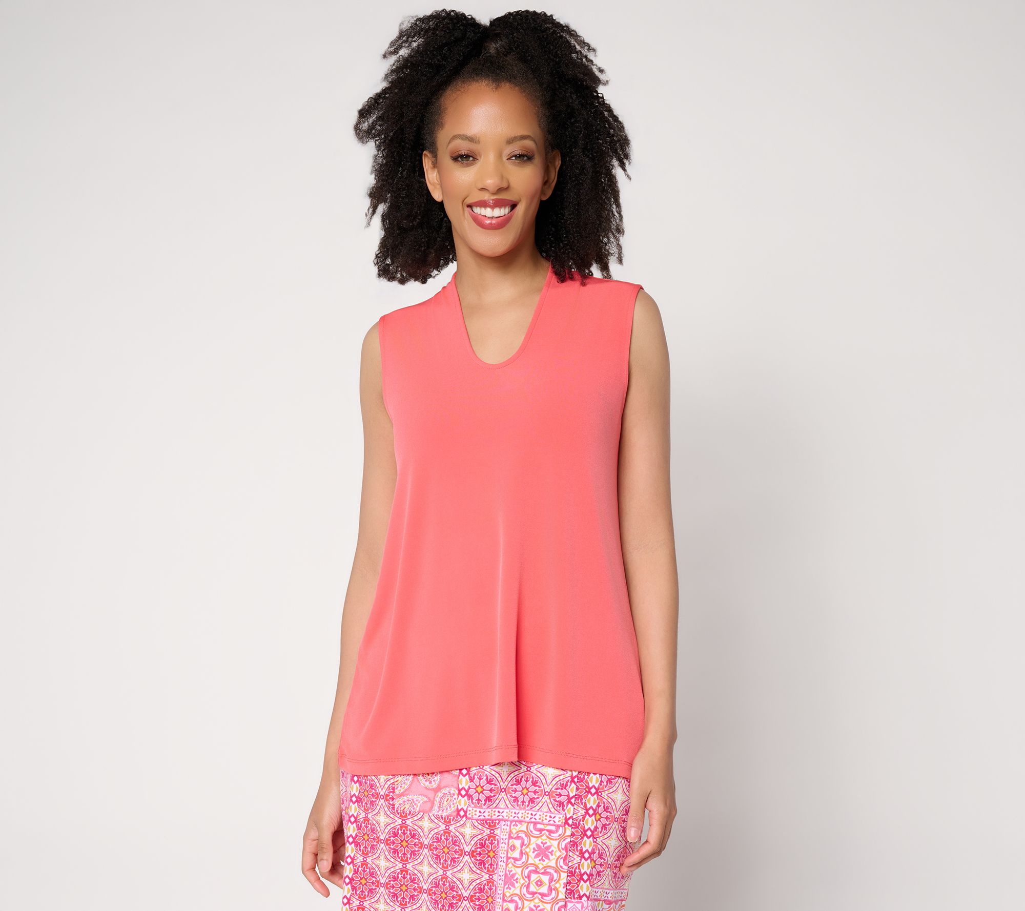 Susan Graver Essentials Liquid Knit Voop-Neck A-Line Top