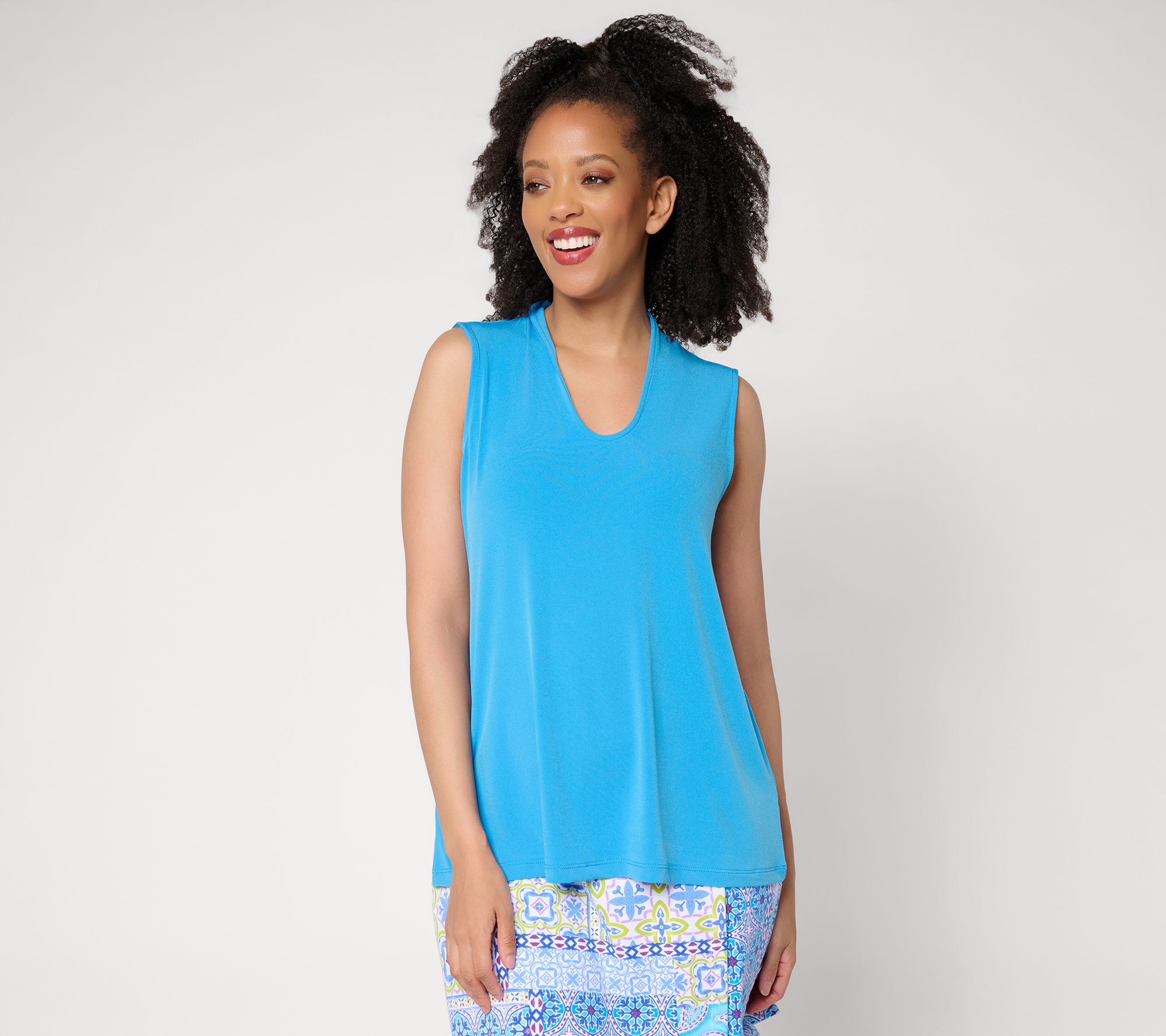 Susan Graver Essentials Liquid Knit Voop-Neck A-Line Top