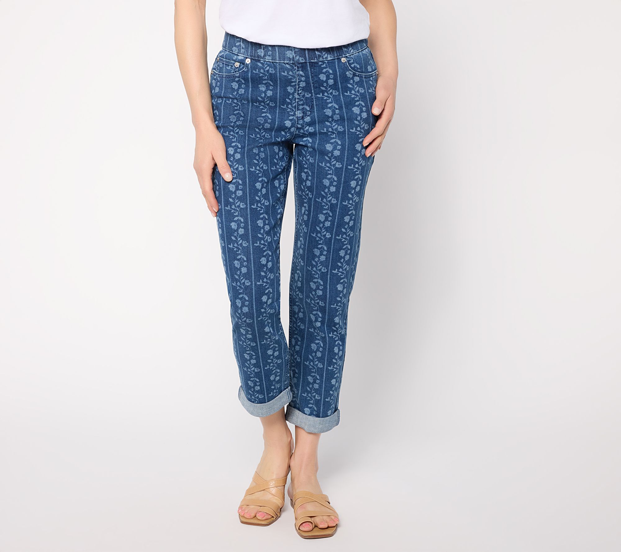 LOGO by Lori Goldstein Regular Laser Print Boyfriend Jeans