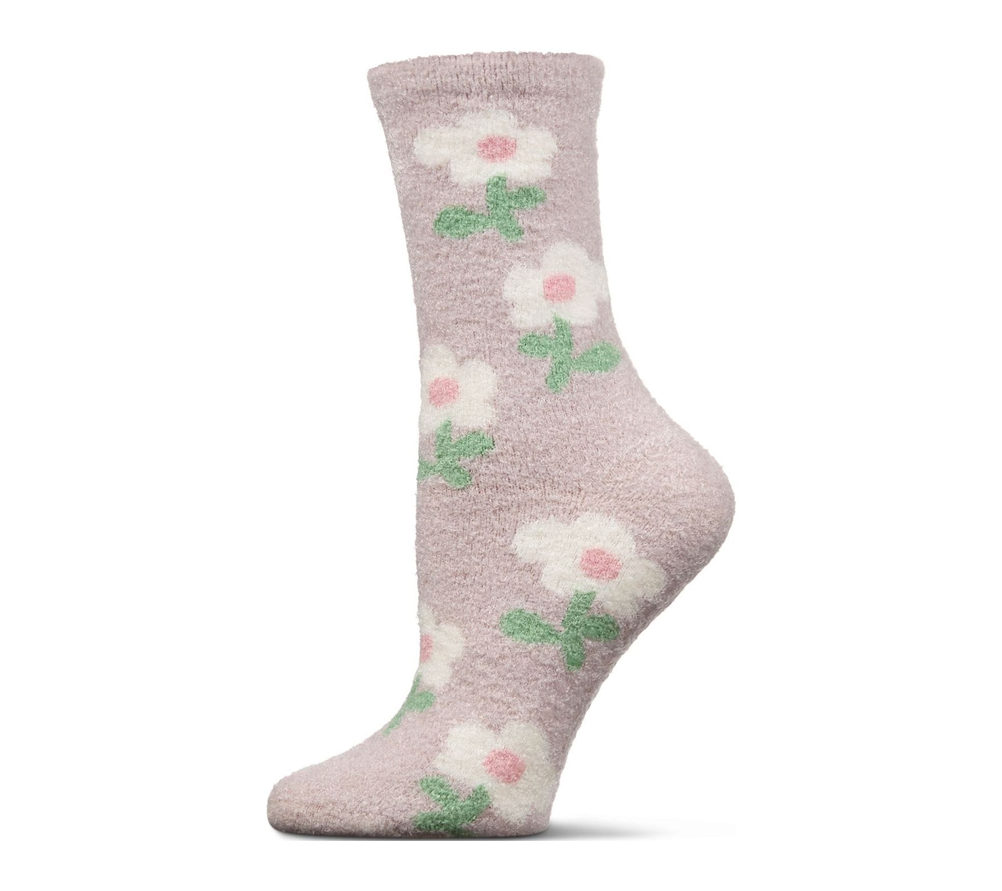 Memoi Women's Flower Aloe Infused Crew Socks