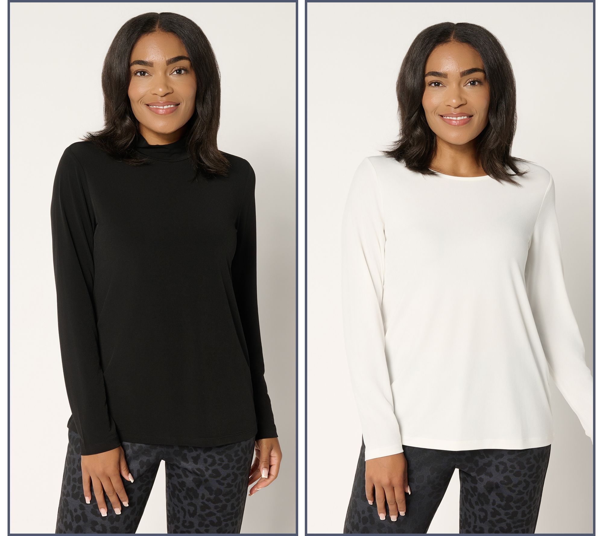 "As Is" Susan Graver Modern Essentials Set of 2 Liquid Knit Tops