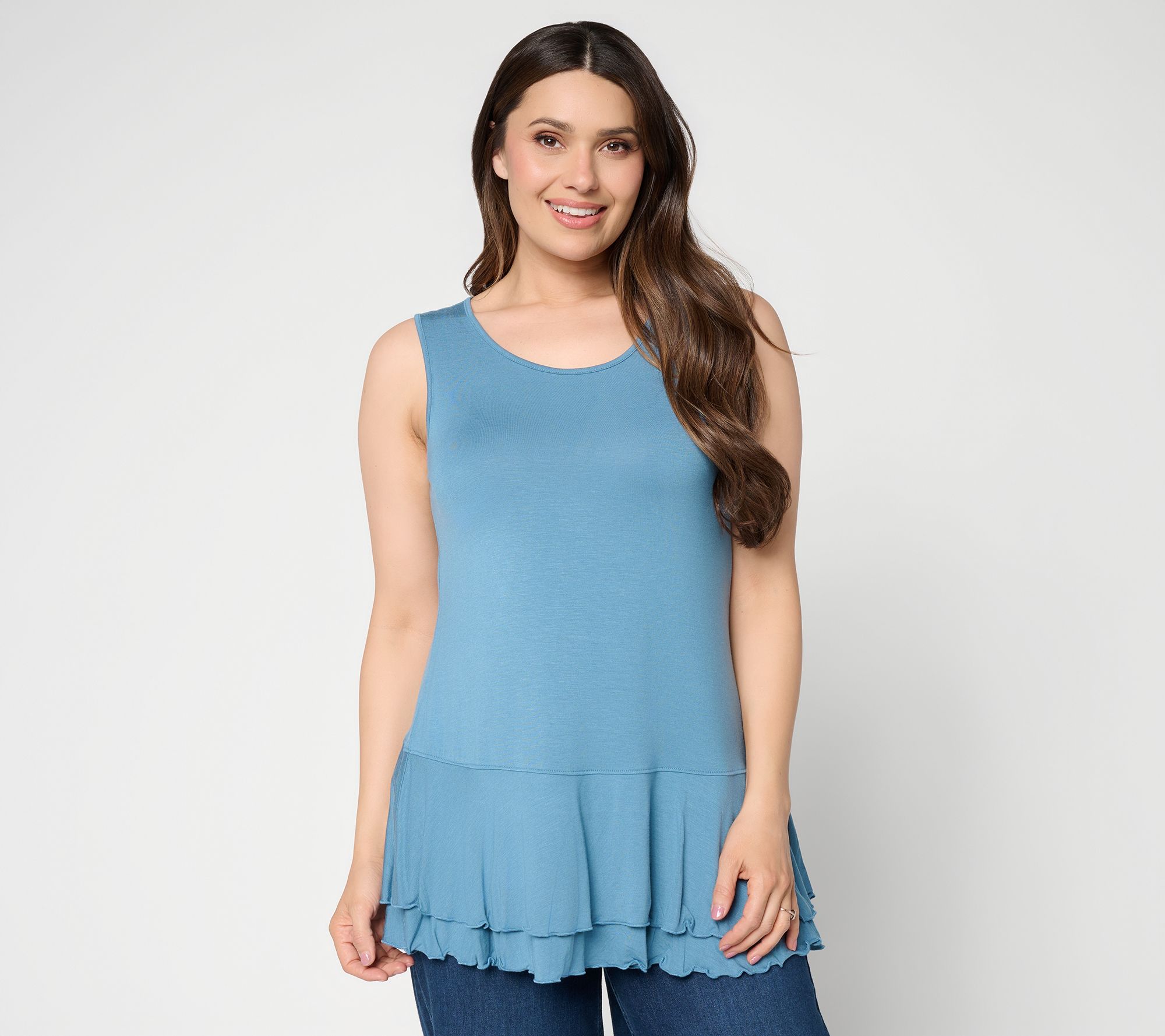 LOGO Layers by Lori Goldstein Regular Lettuce Hem Tiered Tank