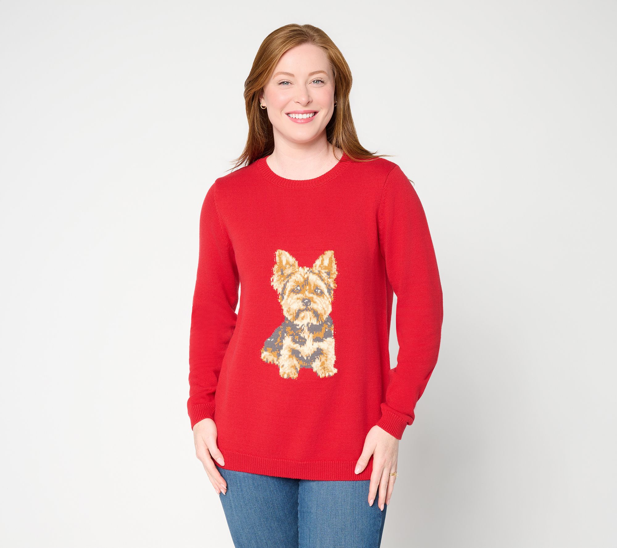 Joan Rivers Crewneck 100% Cotton Intarsia Sweater