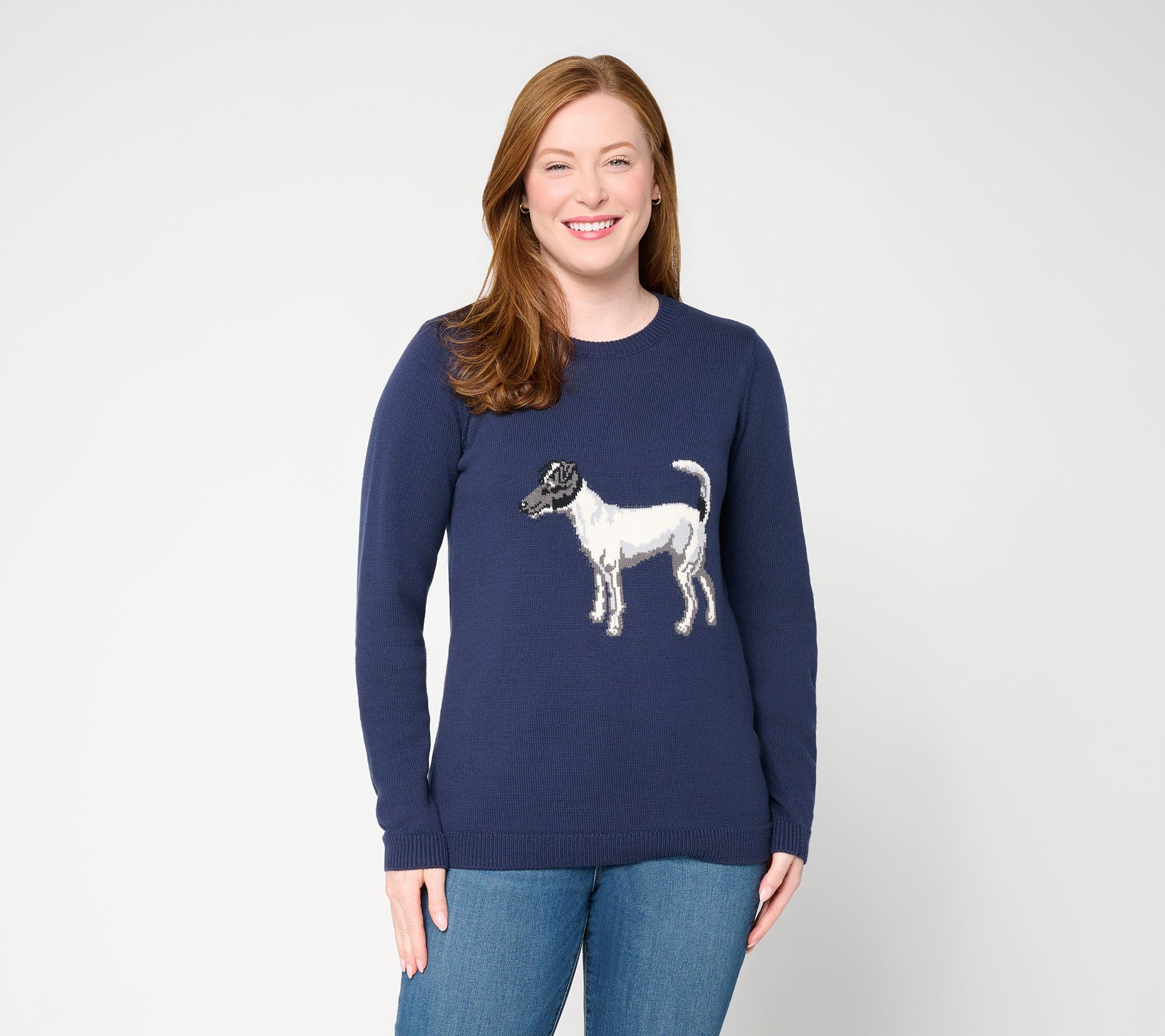 Joan Rivers Crewneck 100% Cotton Intarsia Sweater