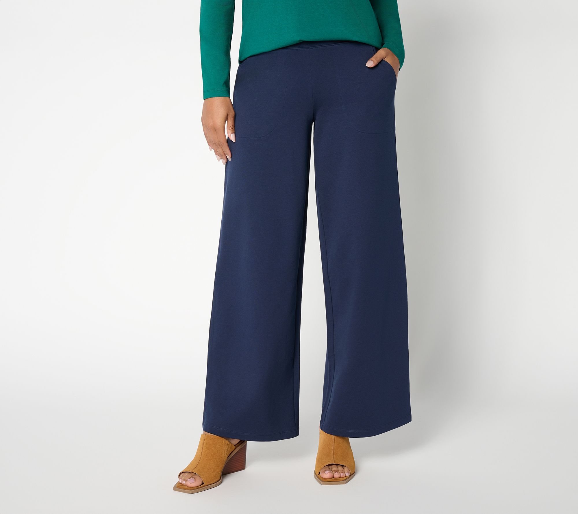 Denim & Co. Regular EasyWear French Terry Wide Leg Pants