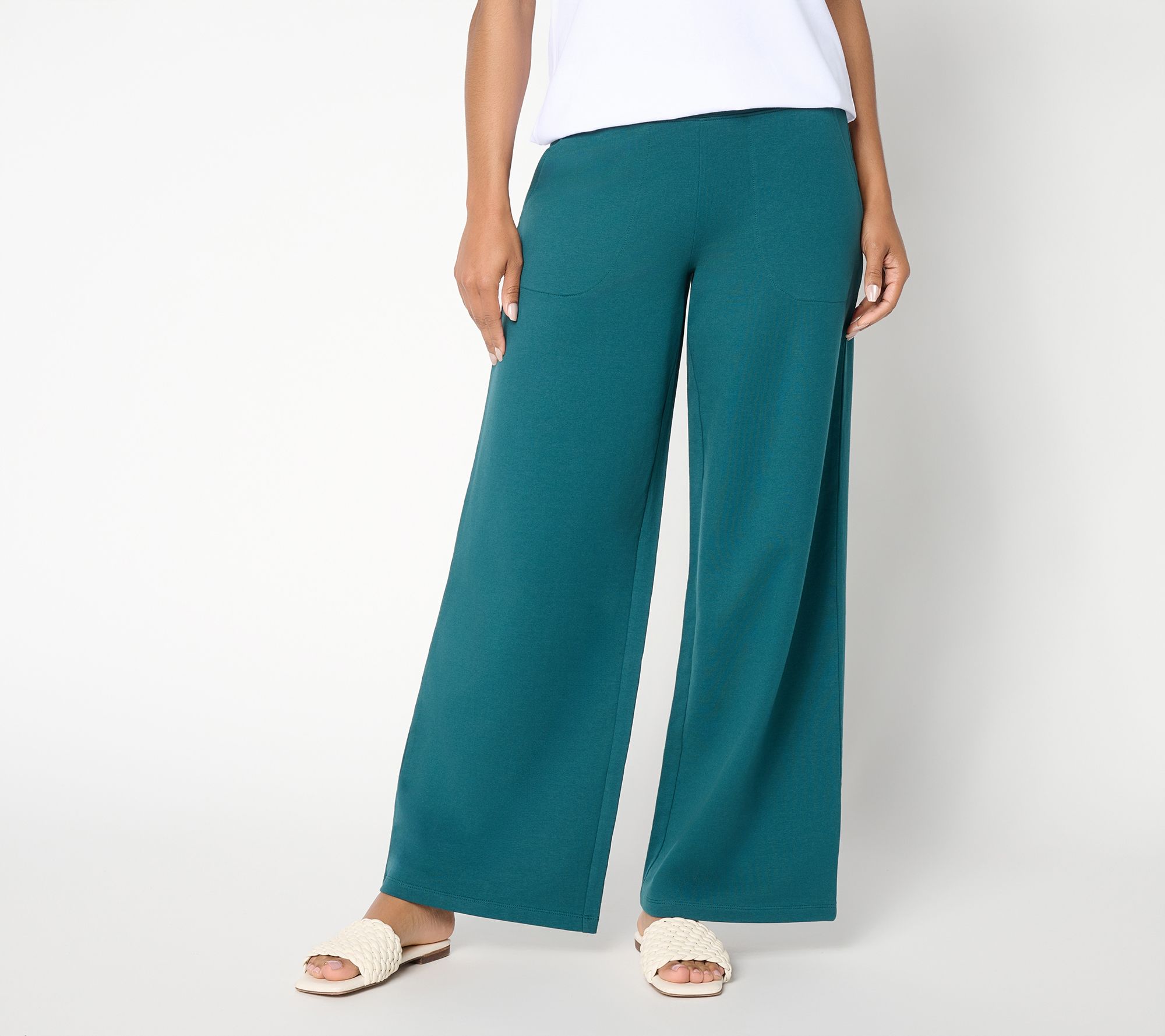 Denim & Co. Regular EasyWear French Terry Wide Leg Pants