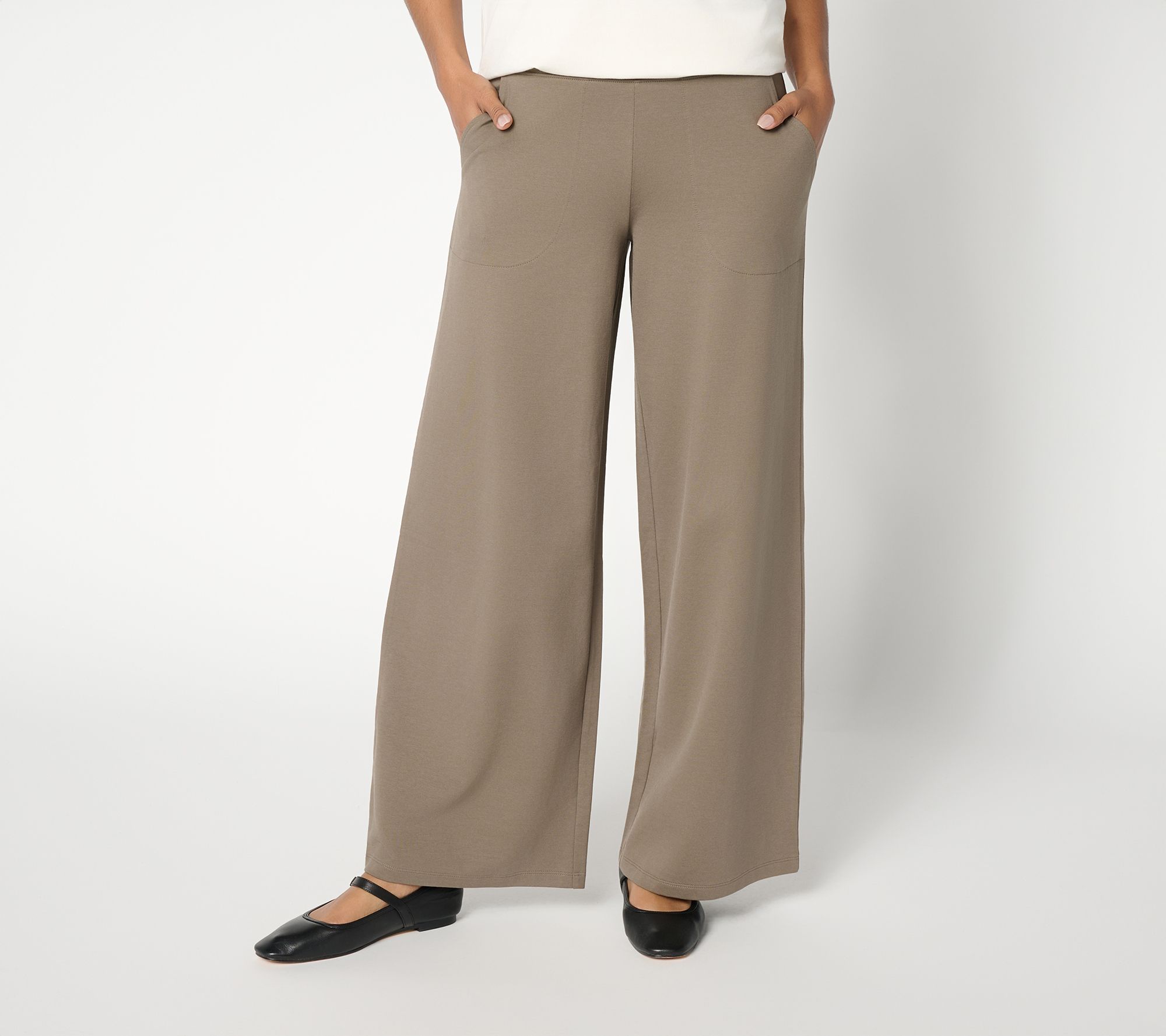 Denim & Co. Regular EasyWear French Terry Wide Leg Pants