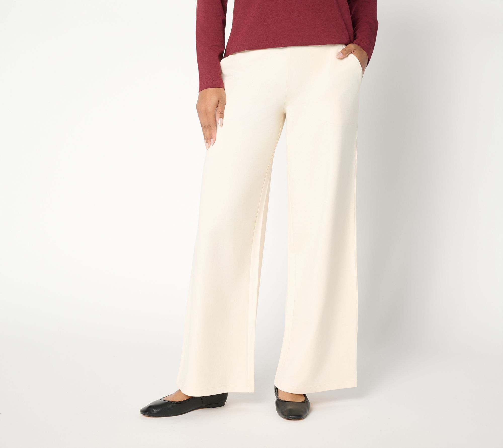 Denim & Co. Regular EasyWear French Terry Wide Leg Pants