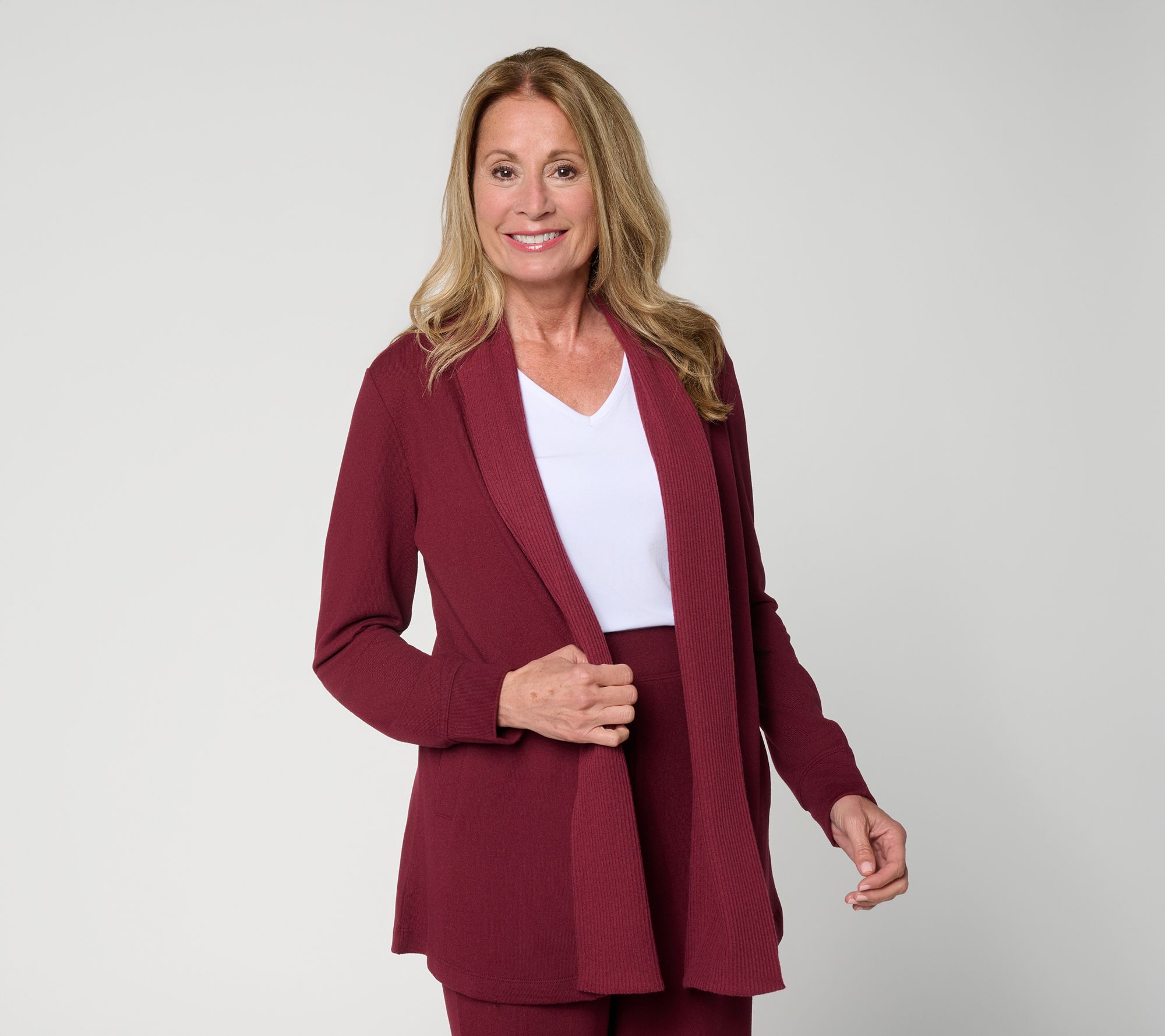 Denim & Co. Active Petite Heavenly Jersey Long Sleeve Cardigan