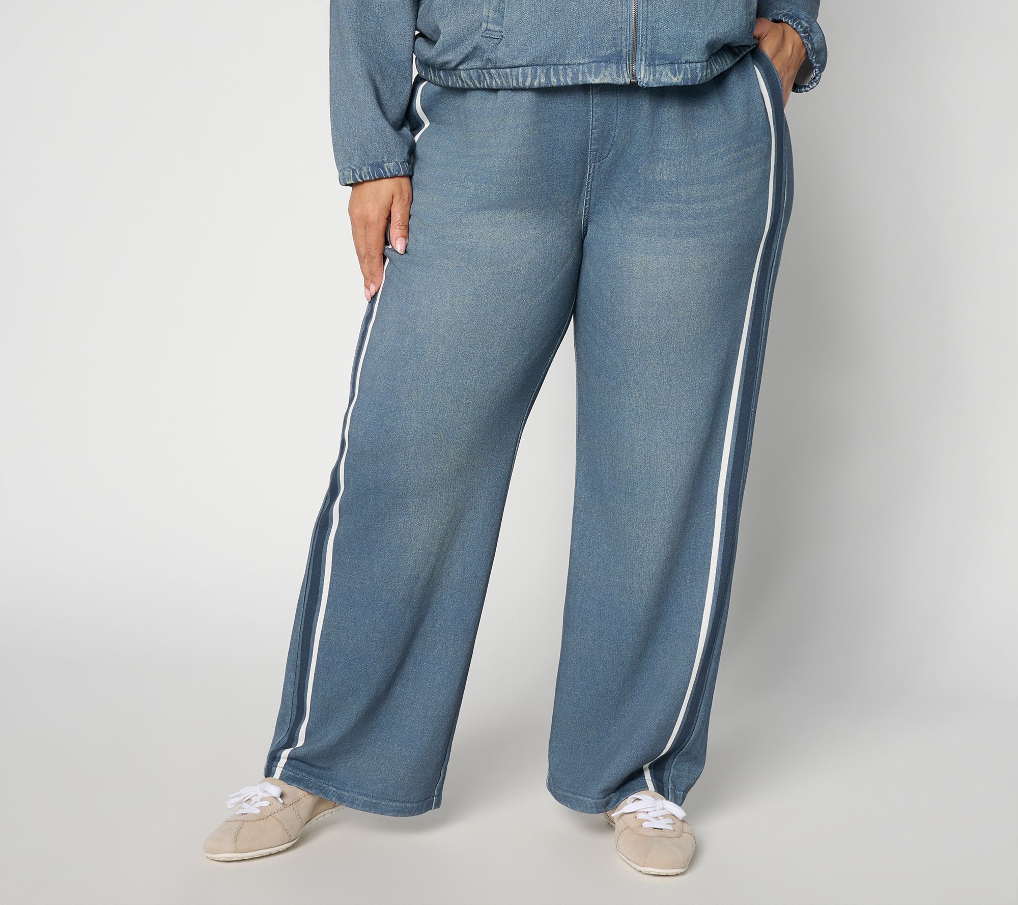 AnyBody Petite Denim Effect Sweatpant Track Pant