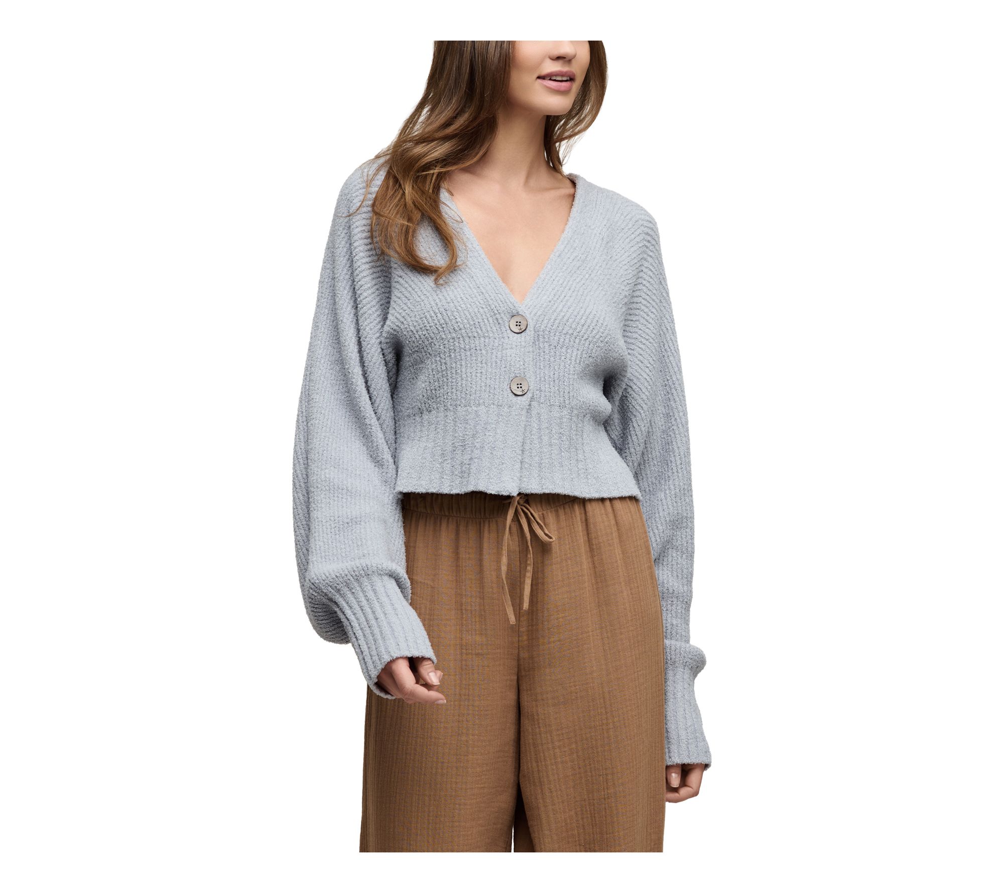 Barefoot Dreams CozyChic Lite Cotton Ribbed Button Front Cardi