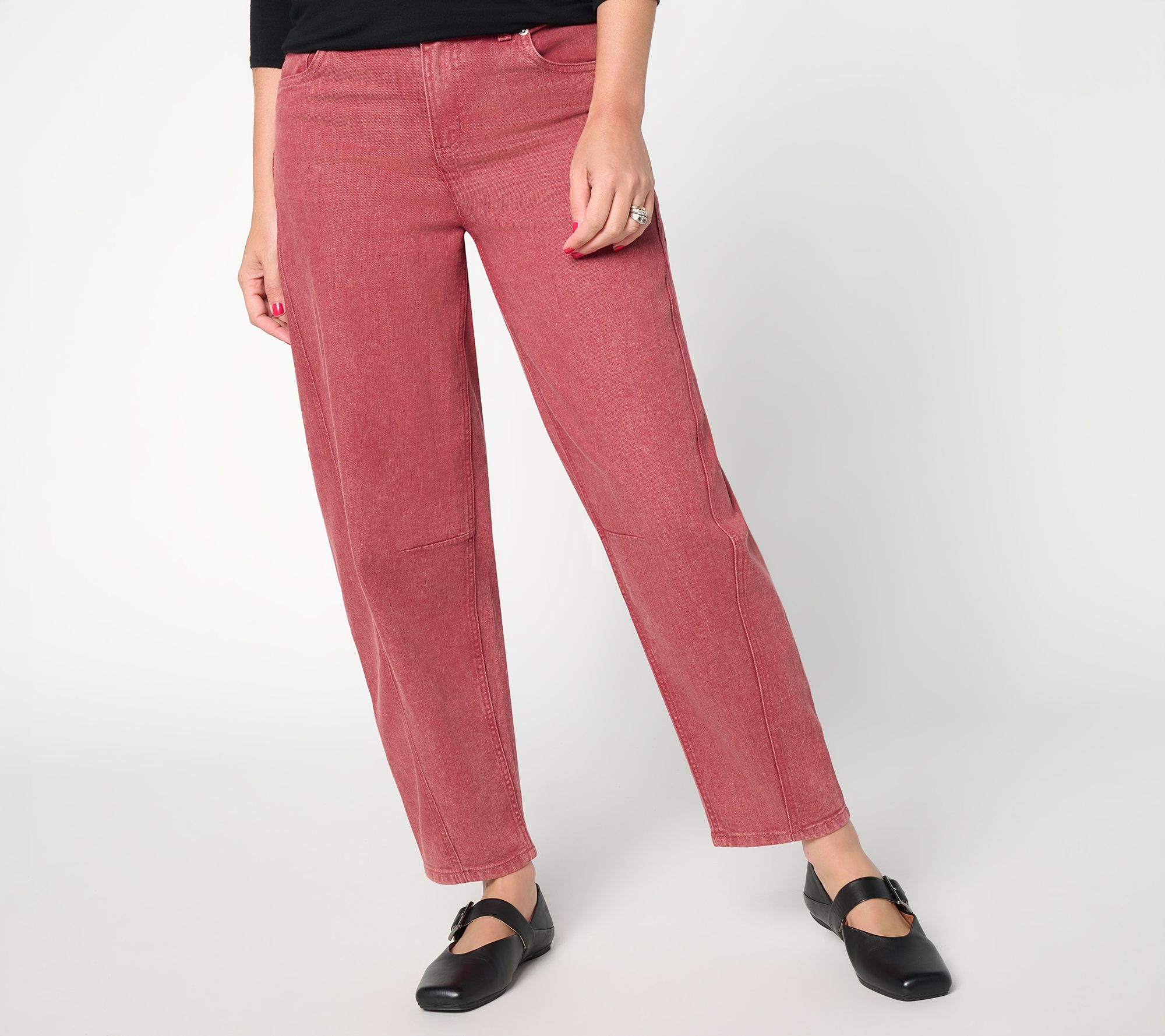 LOGO by Lori Goldstein Tall Colored 5-Pocket Barrel Ankle Jeans