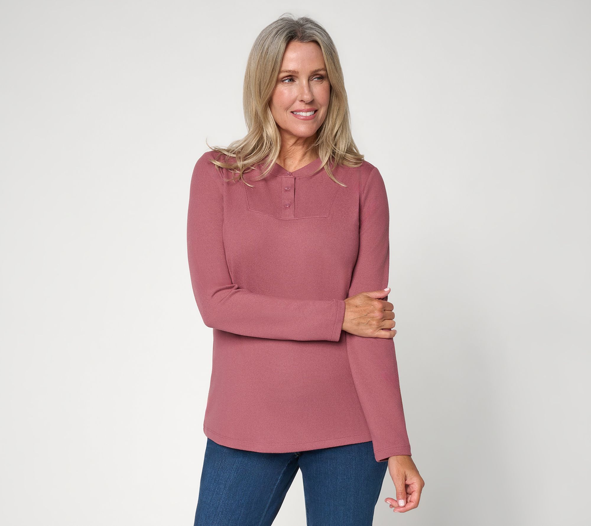 Denim & Co. Essentials Heavenly Jersey Long Sleeve Top