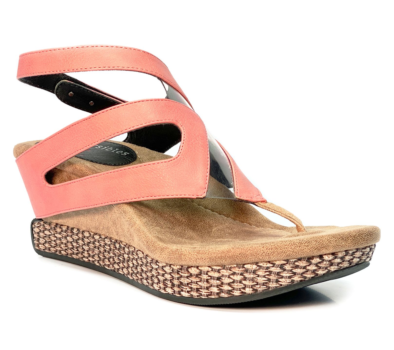 Modzori Zoey Reversible Wedge Sandal -Coral to Black