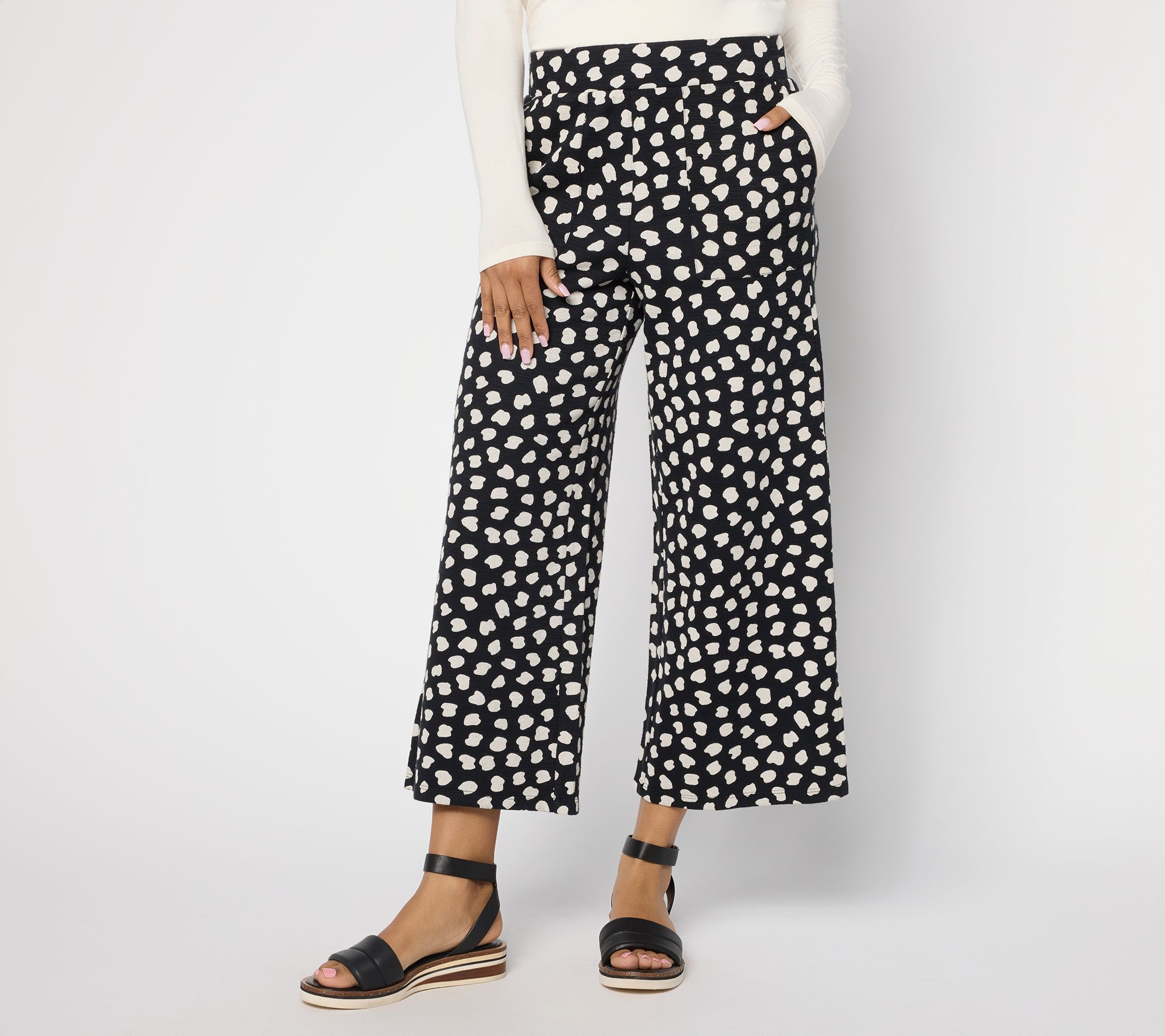 "As Is" Susan Graver Soleil Petite Printed Slub Knit Pants