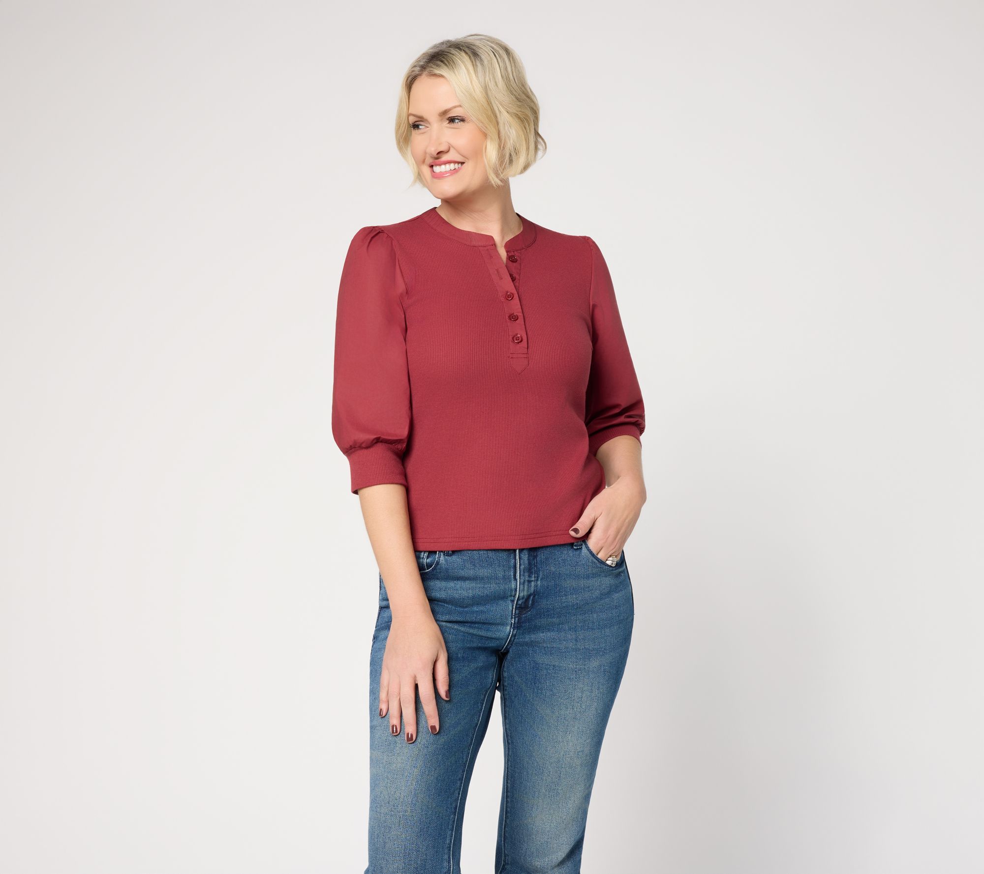 Felt Denim by Laurie Felt Henley Top