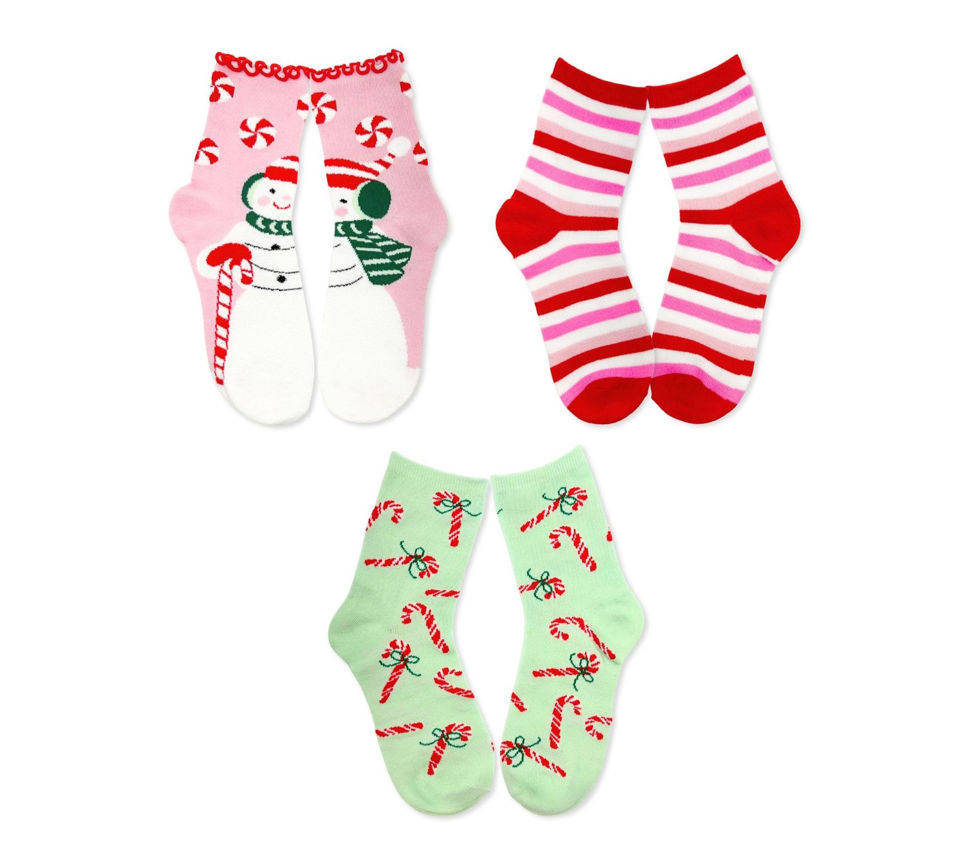 HALLMARK LADIES 3PK MID CREW SOCKS WITH LETUUCE EDGE