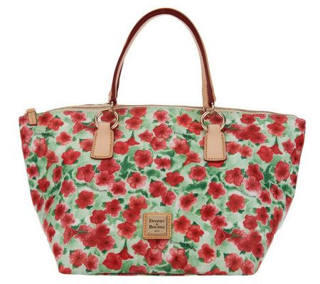 Dooney & Bourke Floral Print Coated Canvas Tulip Tote - Page 1 — QVC.com