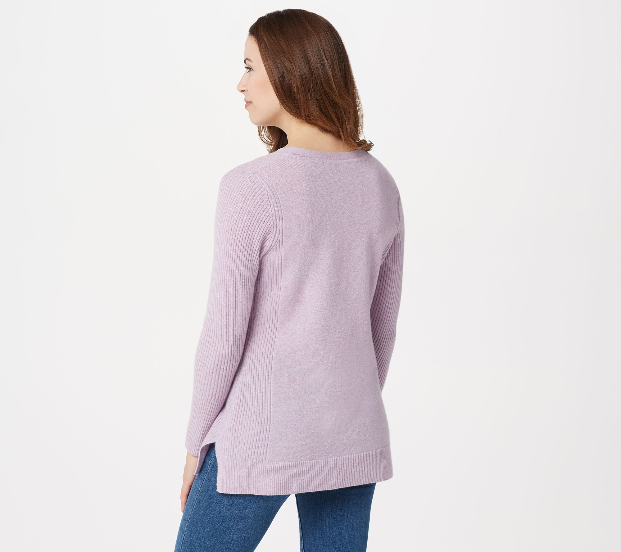 Isaac Mizrahi Live! 2-Ply Cashmere V-neck Tunic Sweater - QVC.com