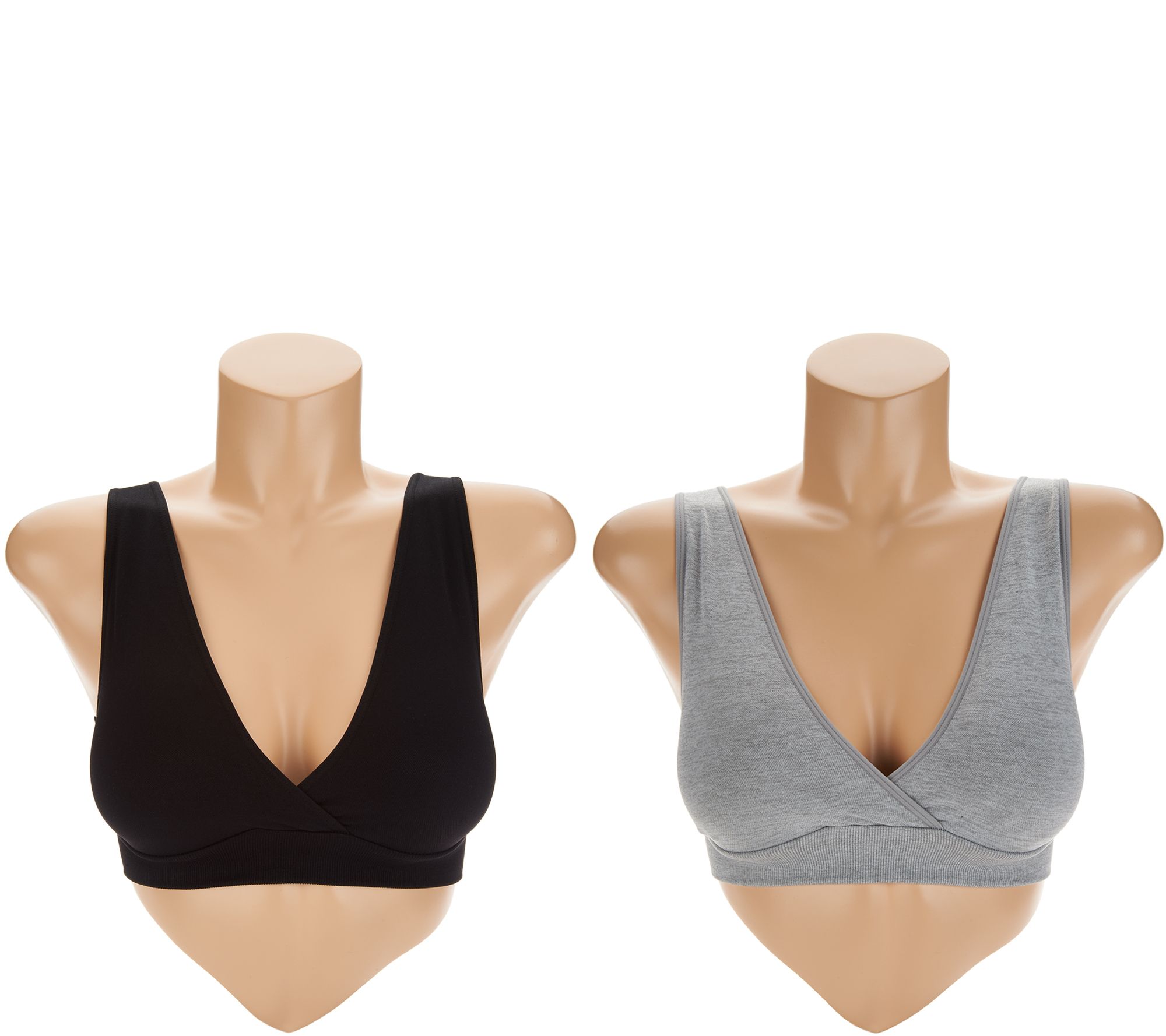 AnyBody Seamless Crossover Bra with Removable Pads Set of 2 