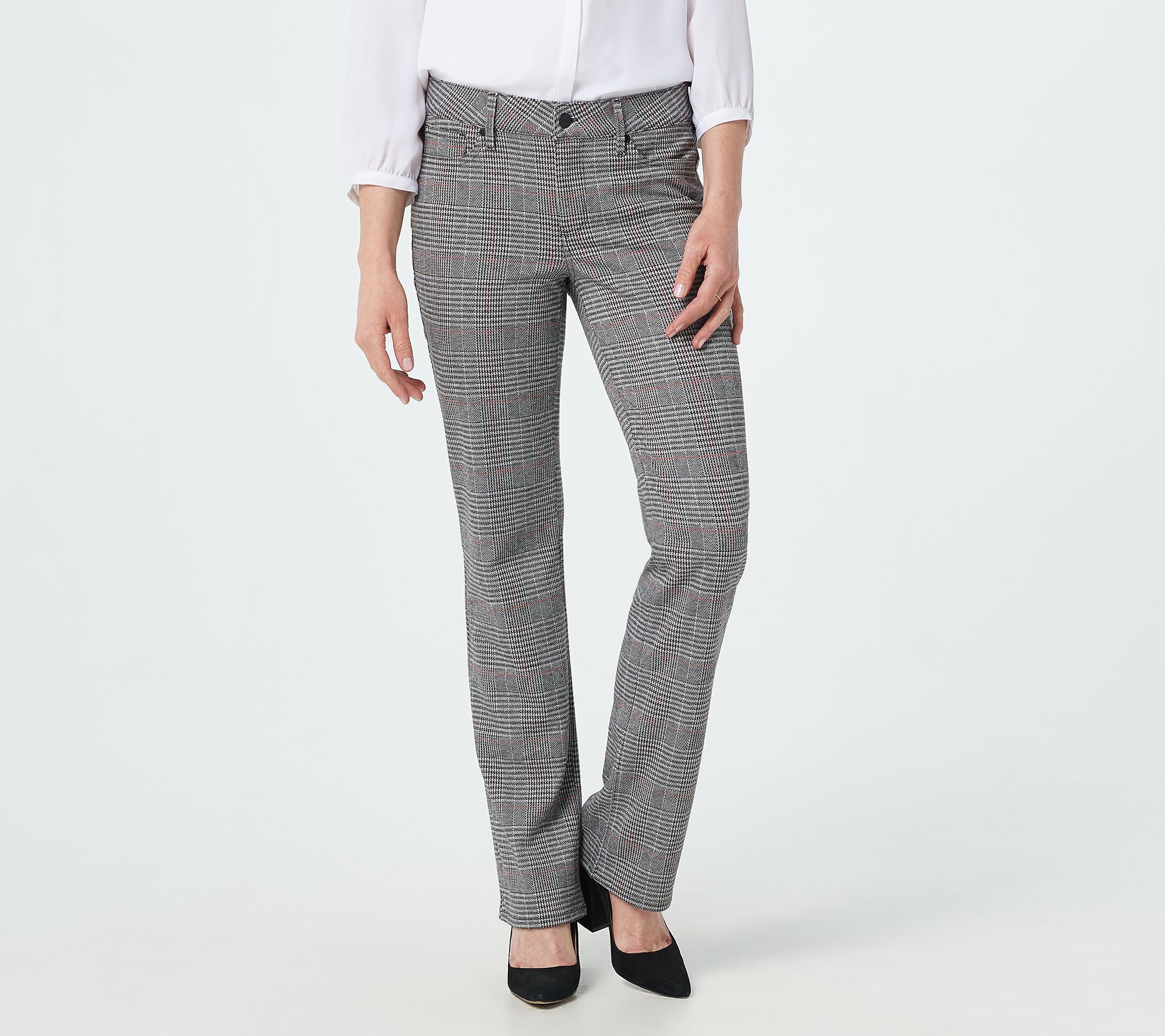 Women's Ponte Straight-Leg Pants | XL, Grey Houndstooth