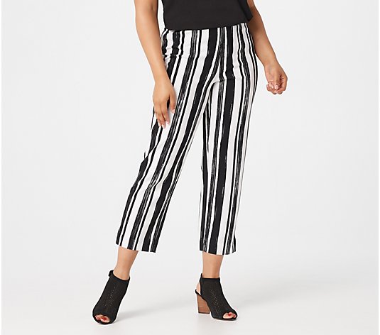 Dennis Basso Printed Luxe Crepe Pull-On Crop Pants