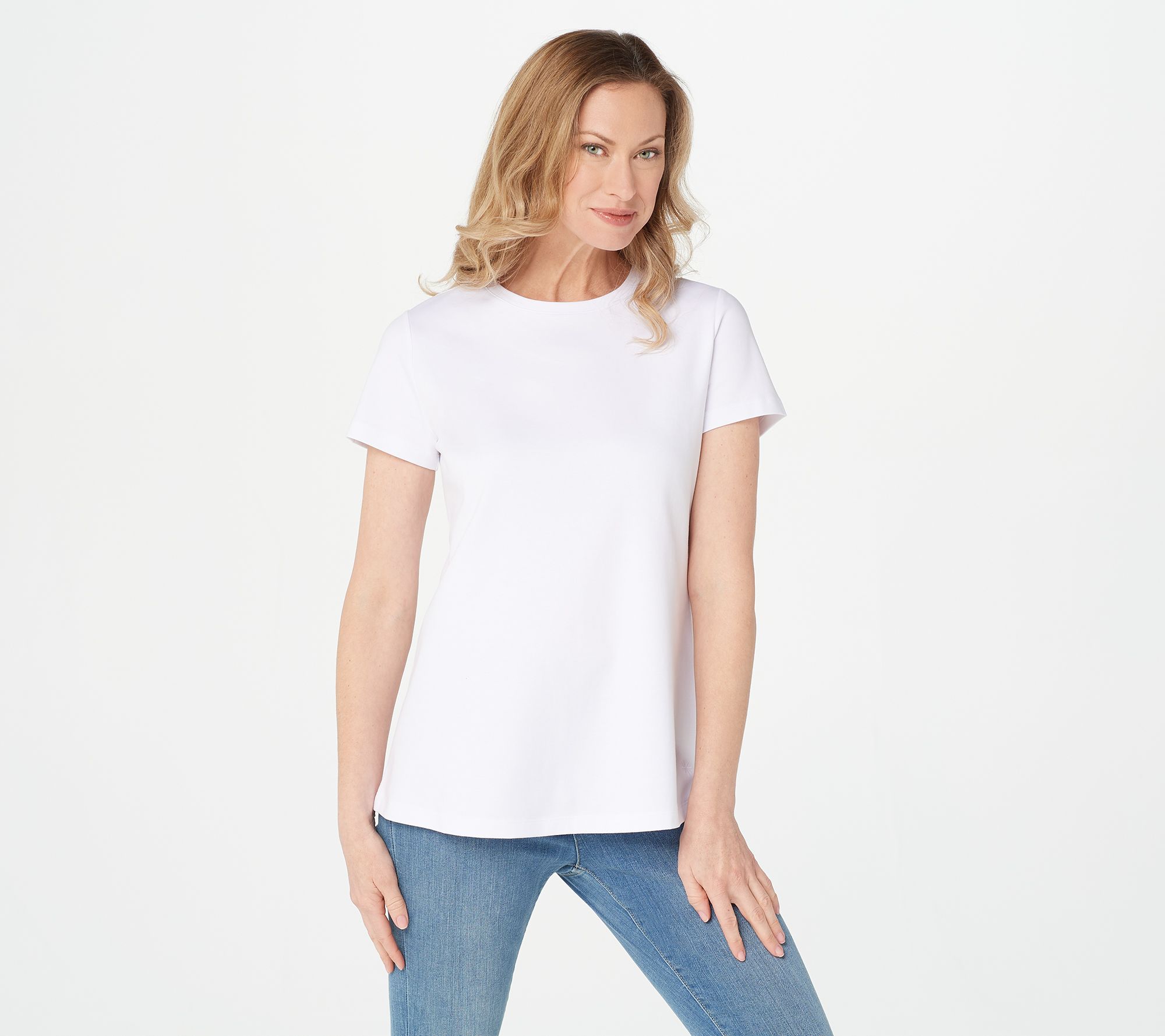 Isaac Mizrahi Live! Essentials Pima Cotton Crew Neck Tee 