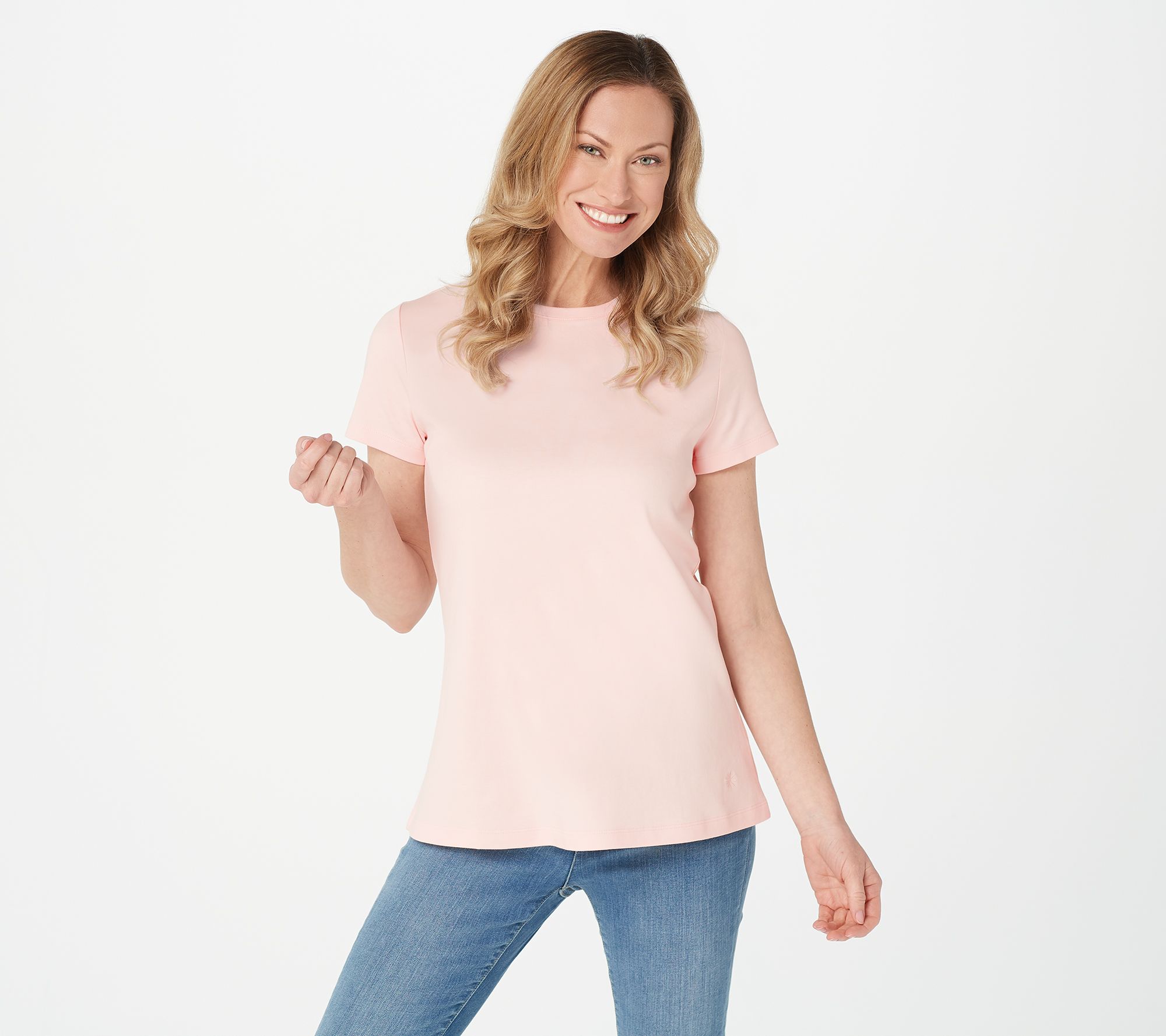 Isaac Mizrahi Live! Essentials Pima Cotton Crew Neck Swing Tee