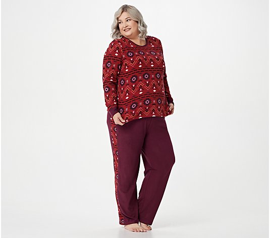 Cuddl Duds Grid Fleece Relaxed Pant Pajama Set
