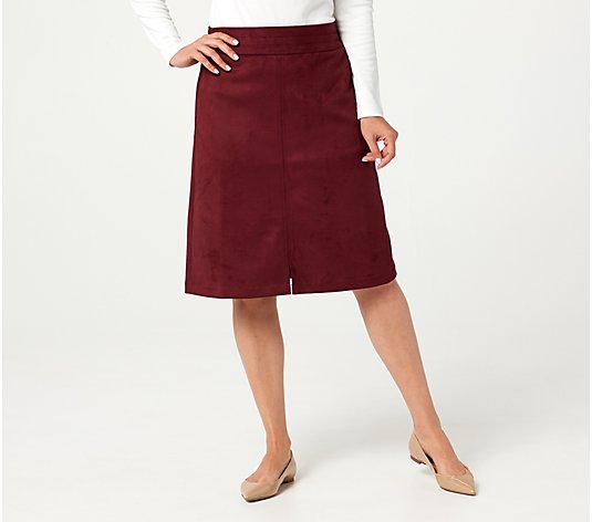 Denim & Co. Faux Suede A-Line Skirt