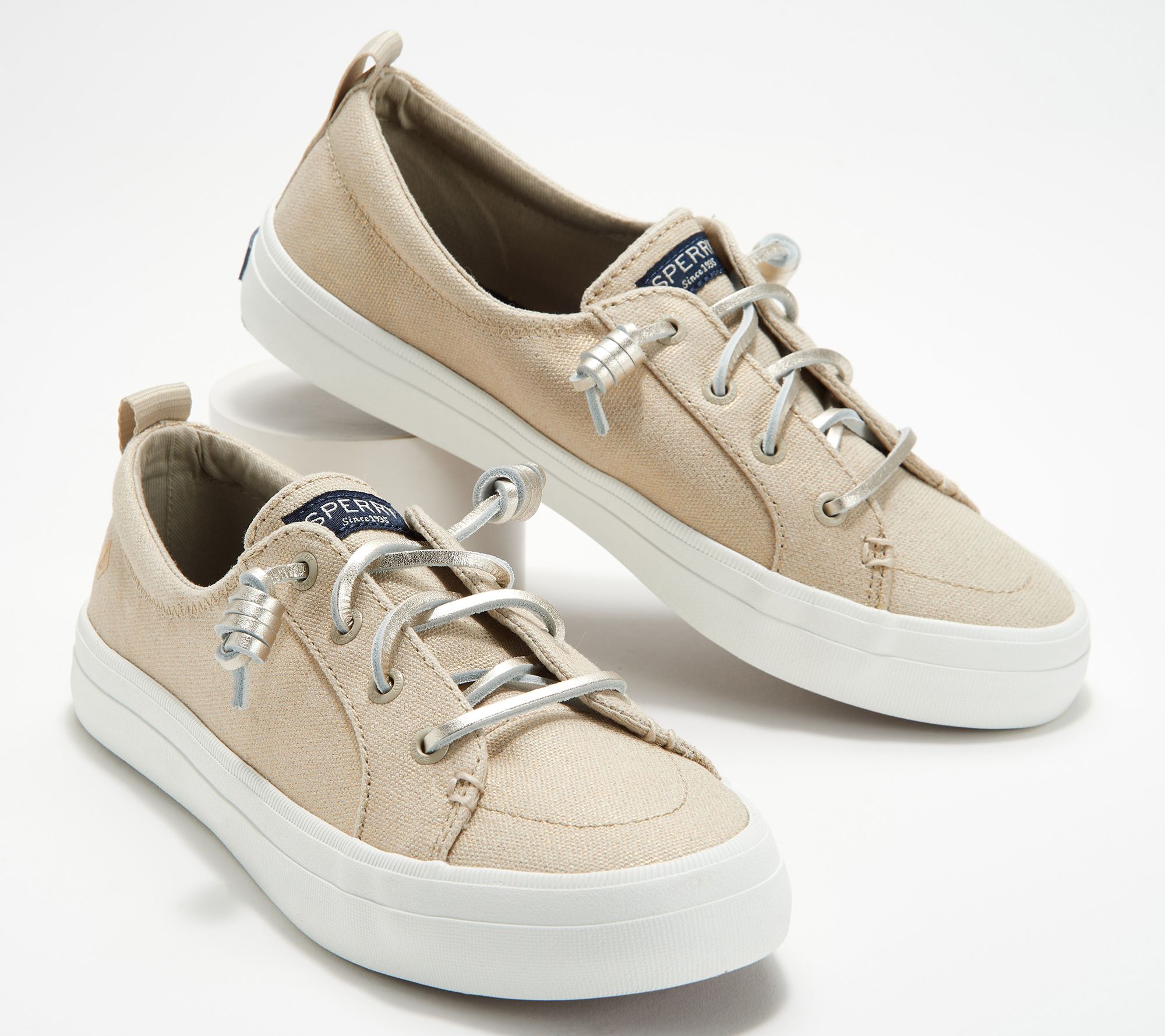 Gold store sperry sneakers