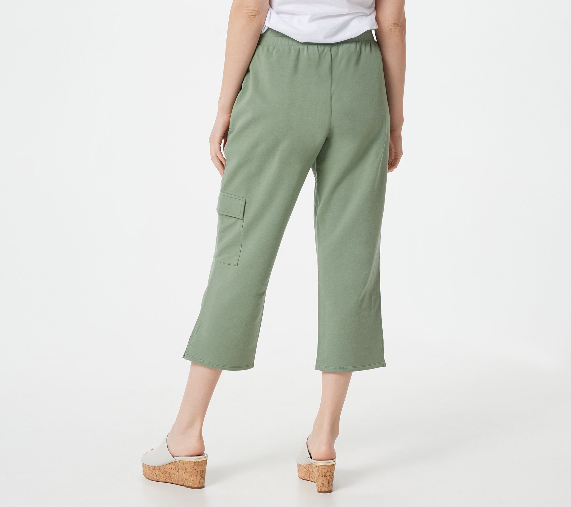 Belle Beach by Kim Gravel French Terry Cropped Cargo Pants - QVC.com