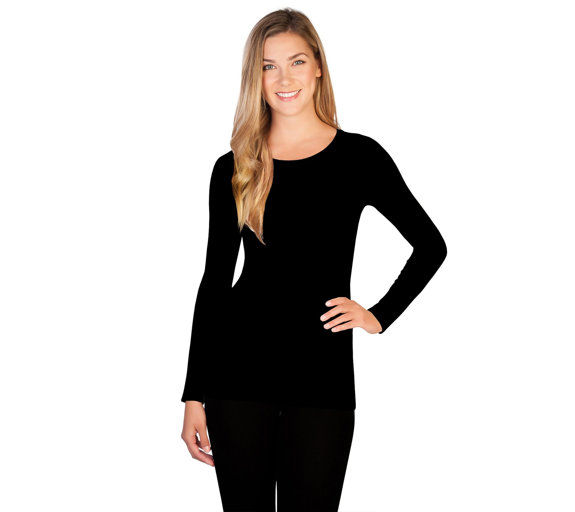 skinnytees Missy Long Sleeve Crew Neck Top