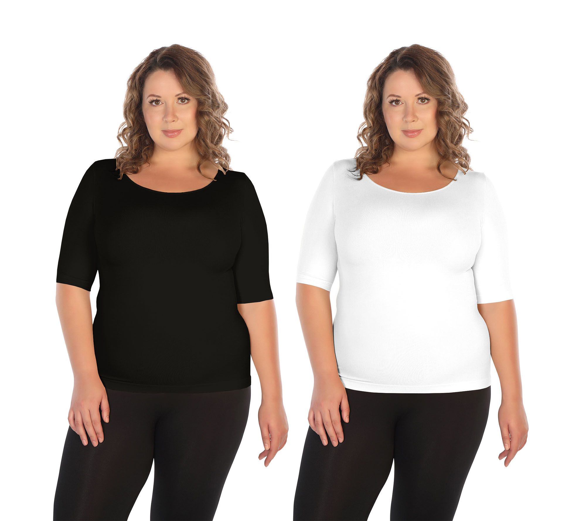 skinnytees Plus Elbow-Sleeve Crew-Neck Set of 2 T-Shirts