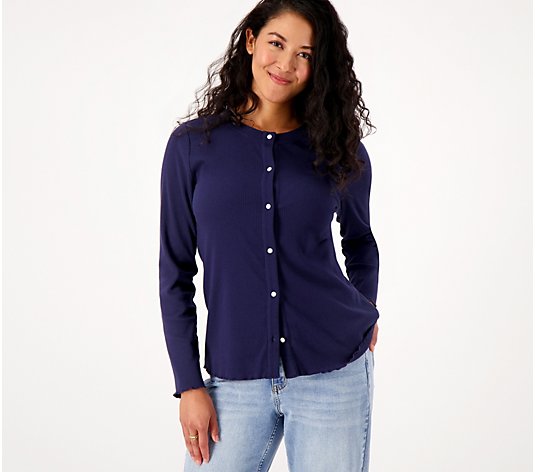Candace Cameron Bure Rib Knit Button-Front Top