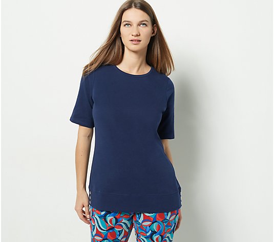 Sport Savvy French Terry Round Neck Elbow Sleeve Tunic