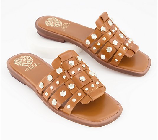 Vince Camuto Studded Leather Slide Sandals - Neverna