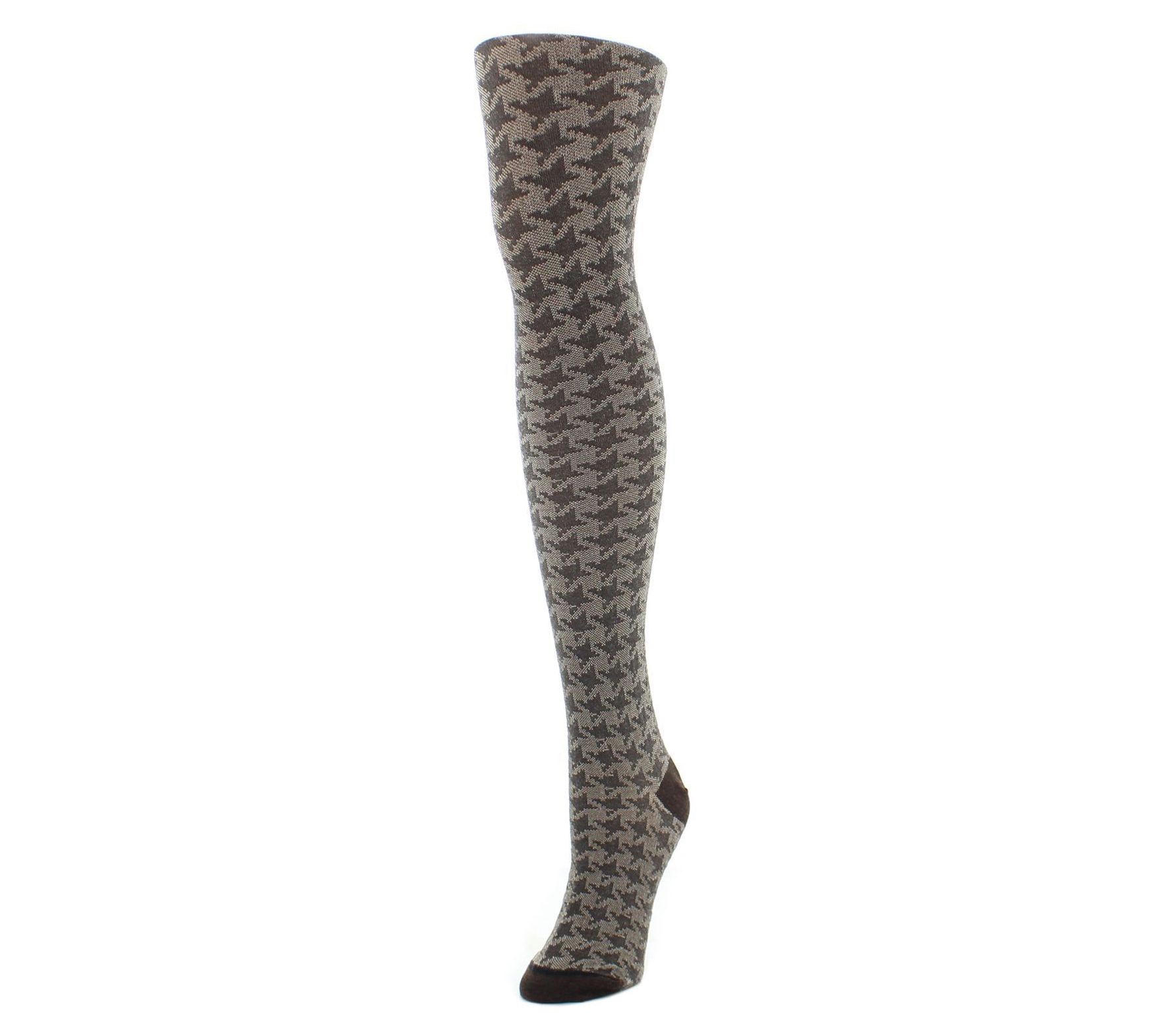 Memoi Houndstooth Patterned Sweater Tights
